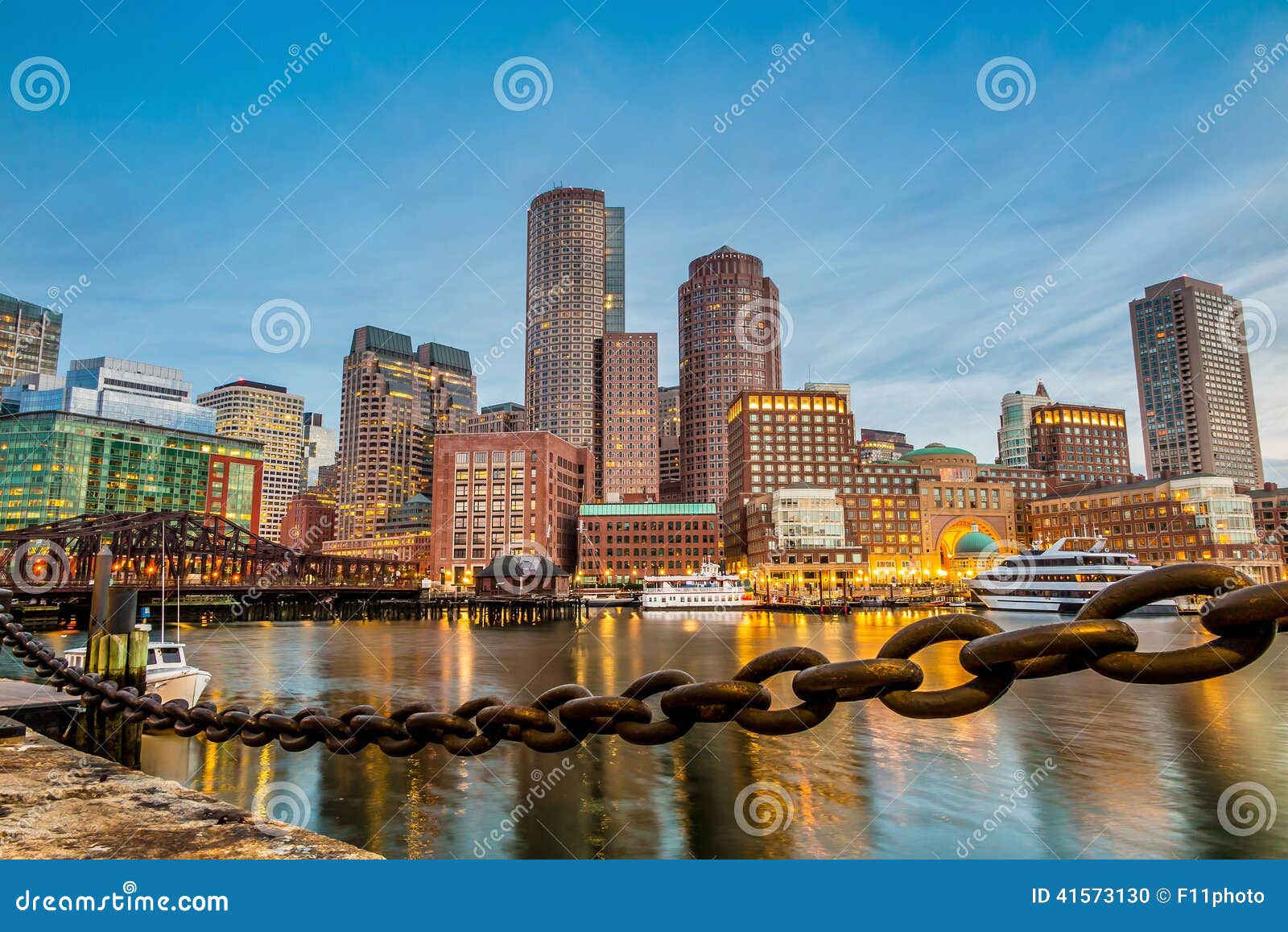 Boston Harbor and Financial District Stock Photo Image of skyline