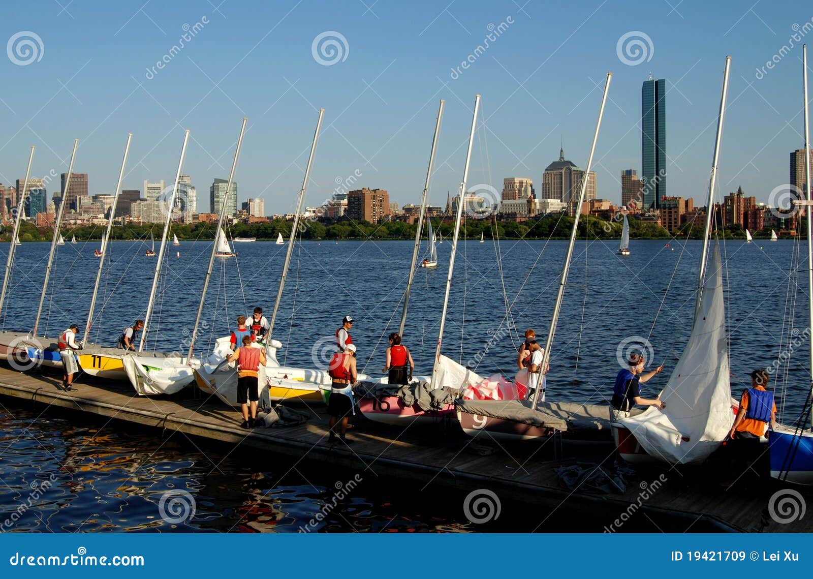Boston, MA Sailboat Club and Skyline Editorial Stock Image Image of
