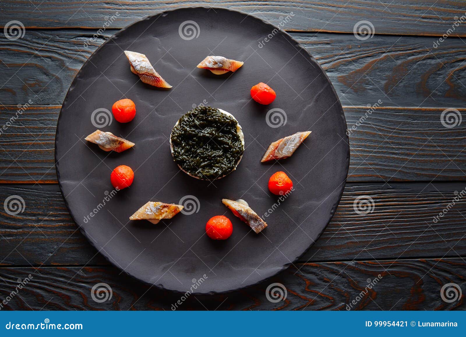 sardine with pannacotta codium and tomato