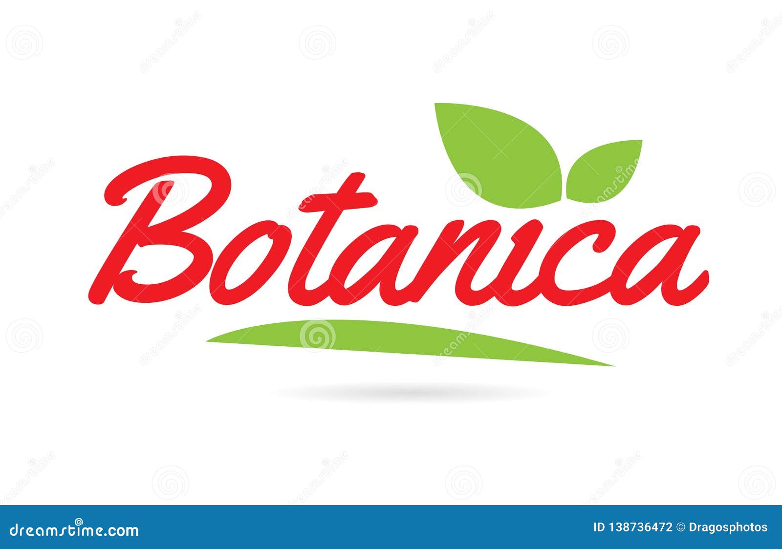 botanica hand written word text for typography  in red
