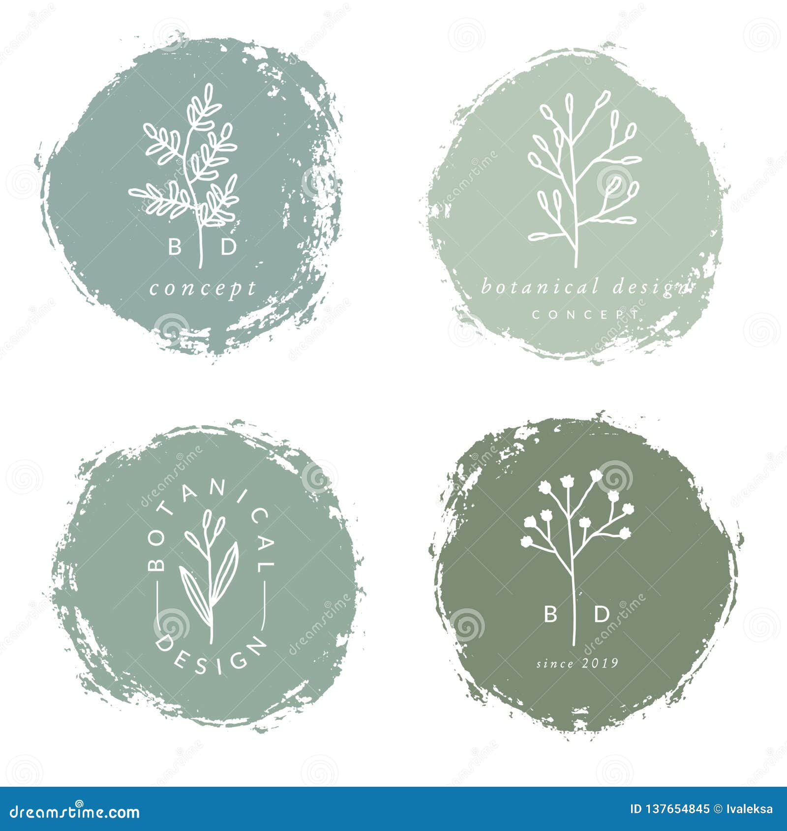Elegant Botanical Design Logo Templates Stock Vector - Illustration of  brushstroke, organic: 137654845