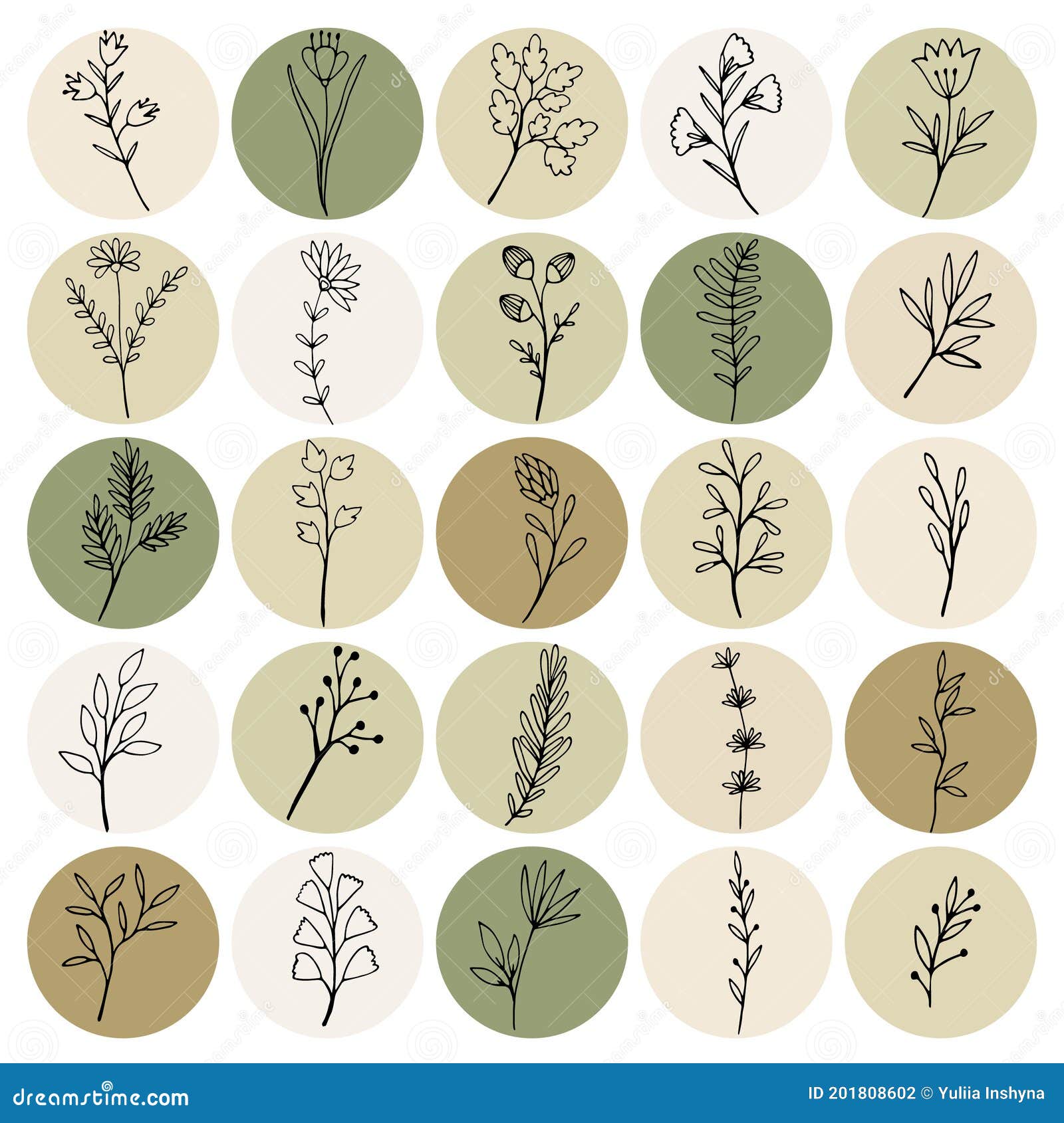 Botanische Symbole Für Social Media. Vektor Abbildung - Illustration von  pfosten, auszug: 201808602