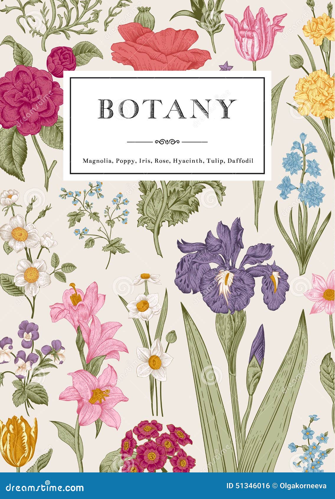 botany. vintage floral card.