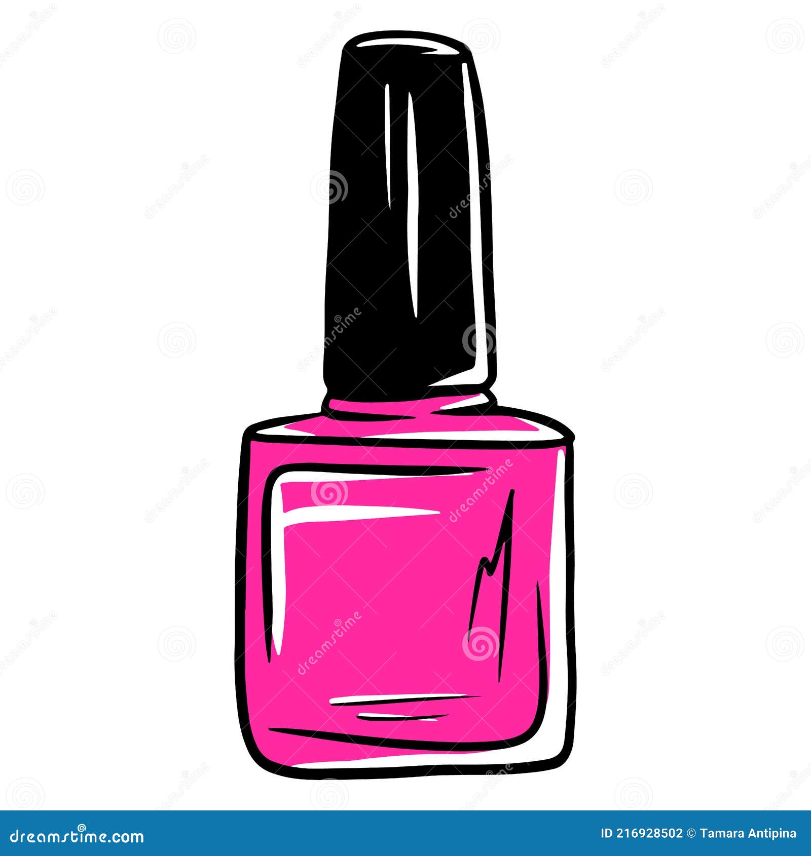 Botella Barniz. Esmalte De Uñas Rosa. Manicura. Estilo De Dibujos Animados.  Ilustración del Vector - Ilustración de aislado, sala: 216928502