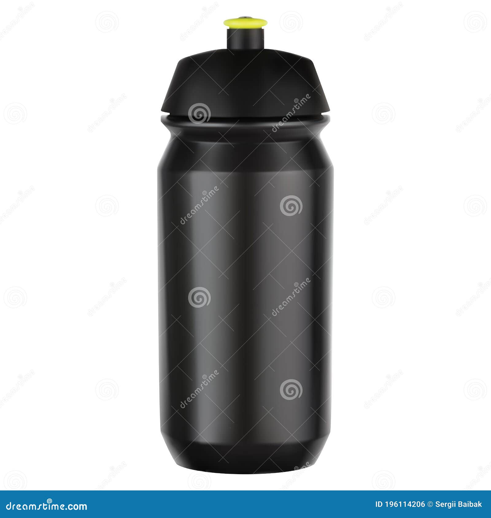 Botella de agua deportiva aislada maqueta negra botella de bicicleta  reutilizable botella deportiva de vector en blanco