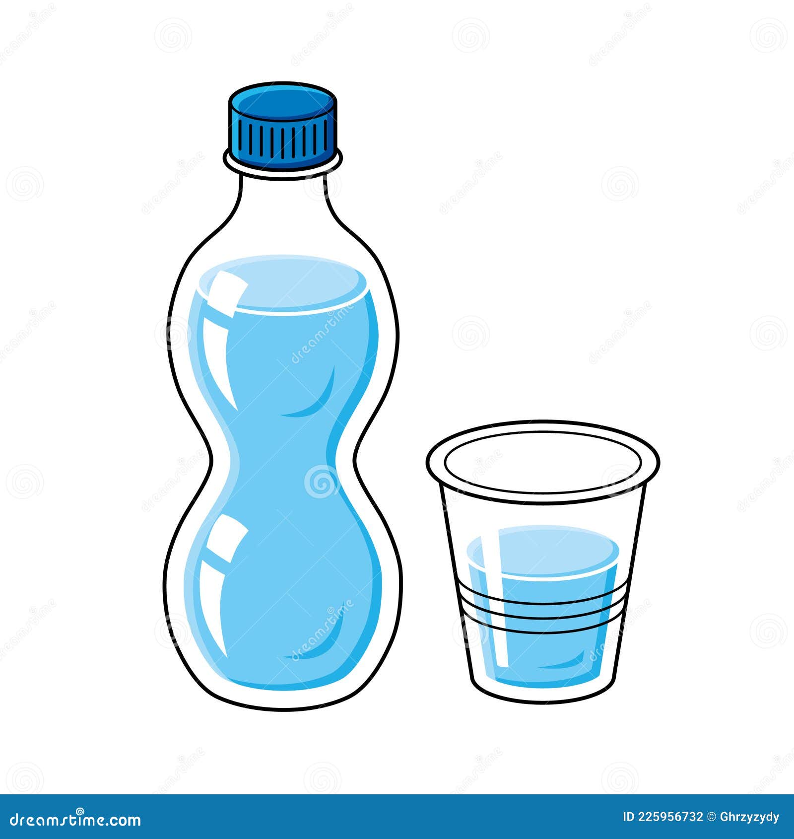 Botella de plástico de agua dibujos animados vector ilustración objeto  aislado
