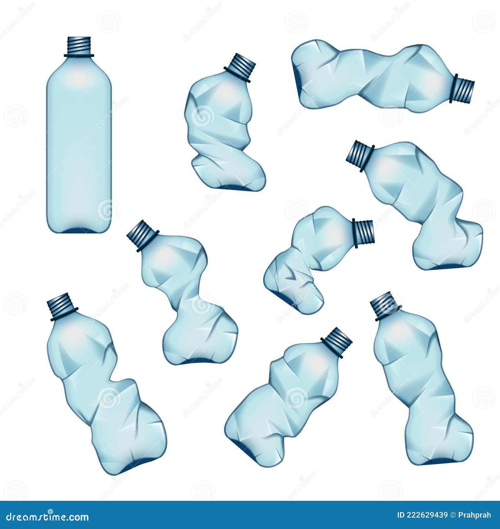 Botella De Plástico Vacía Usada Normal Y Desmentida Ilustración
