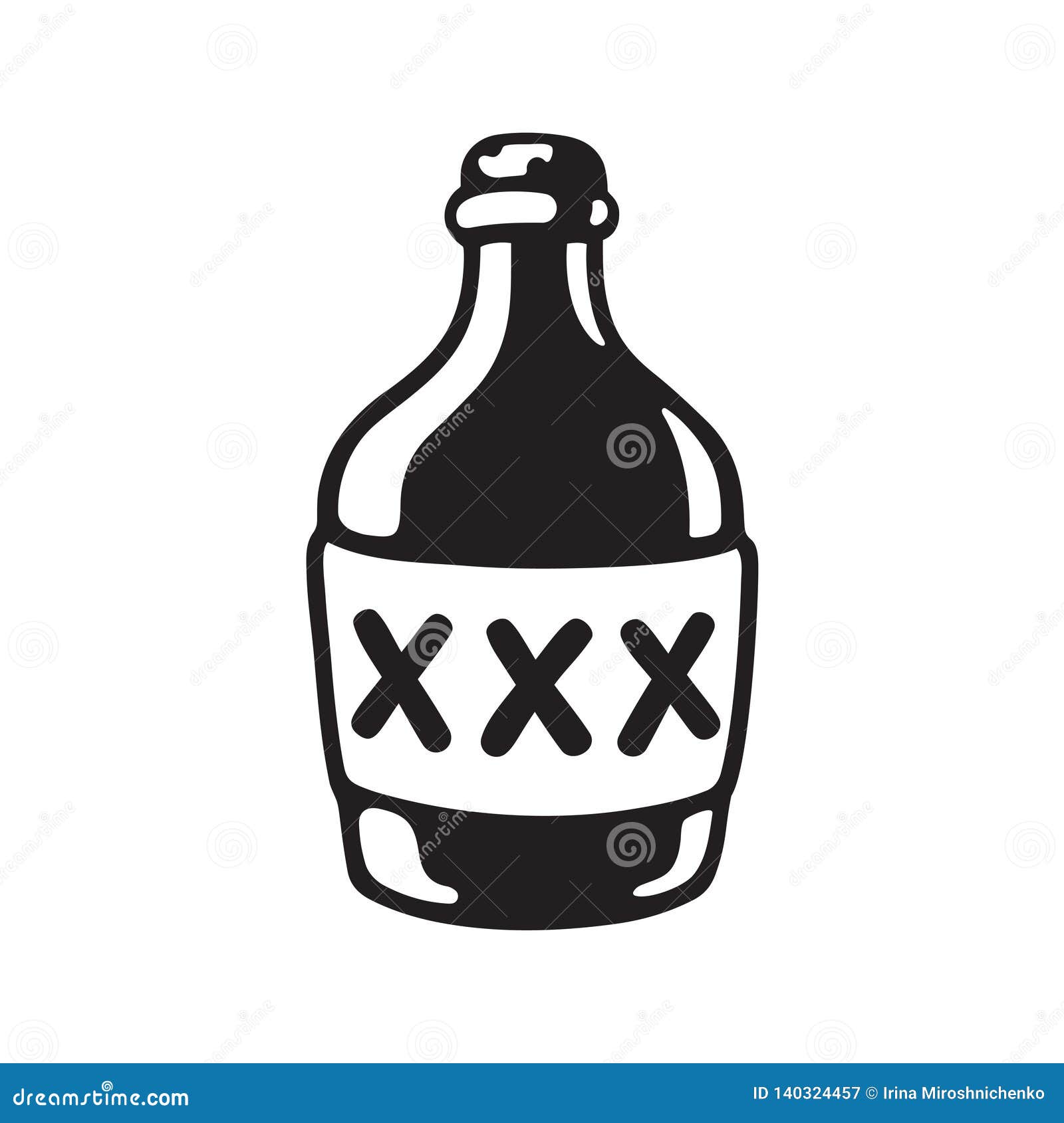 Botella del alcohol XXX ilustración del vector. Ilustración de trazado -  140324457