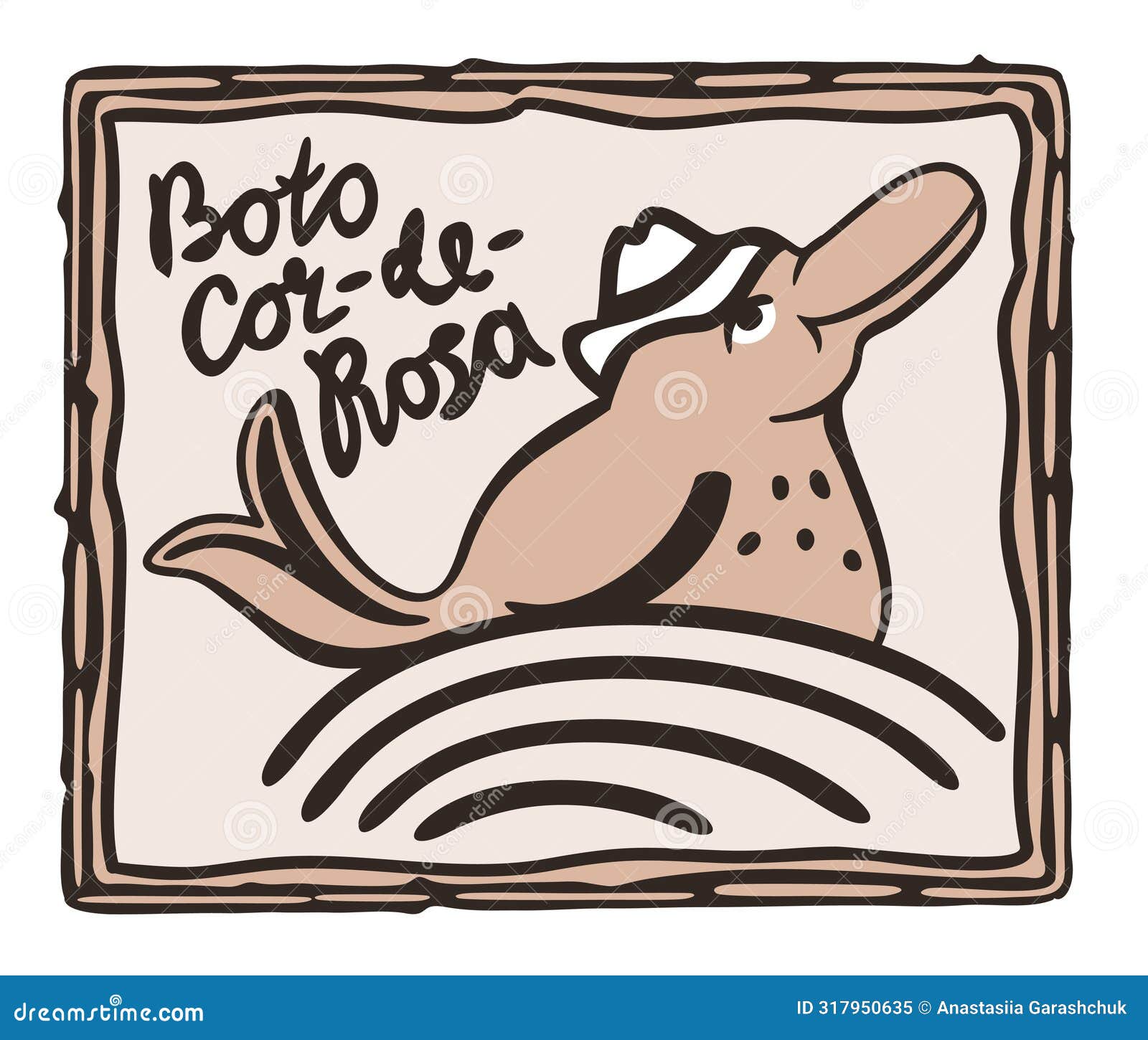 Boto Rosa. Brazilian Folklore Animal. Cordel Style Stock Image