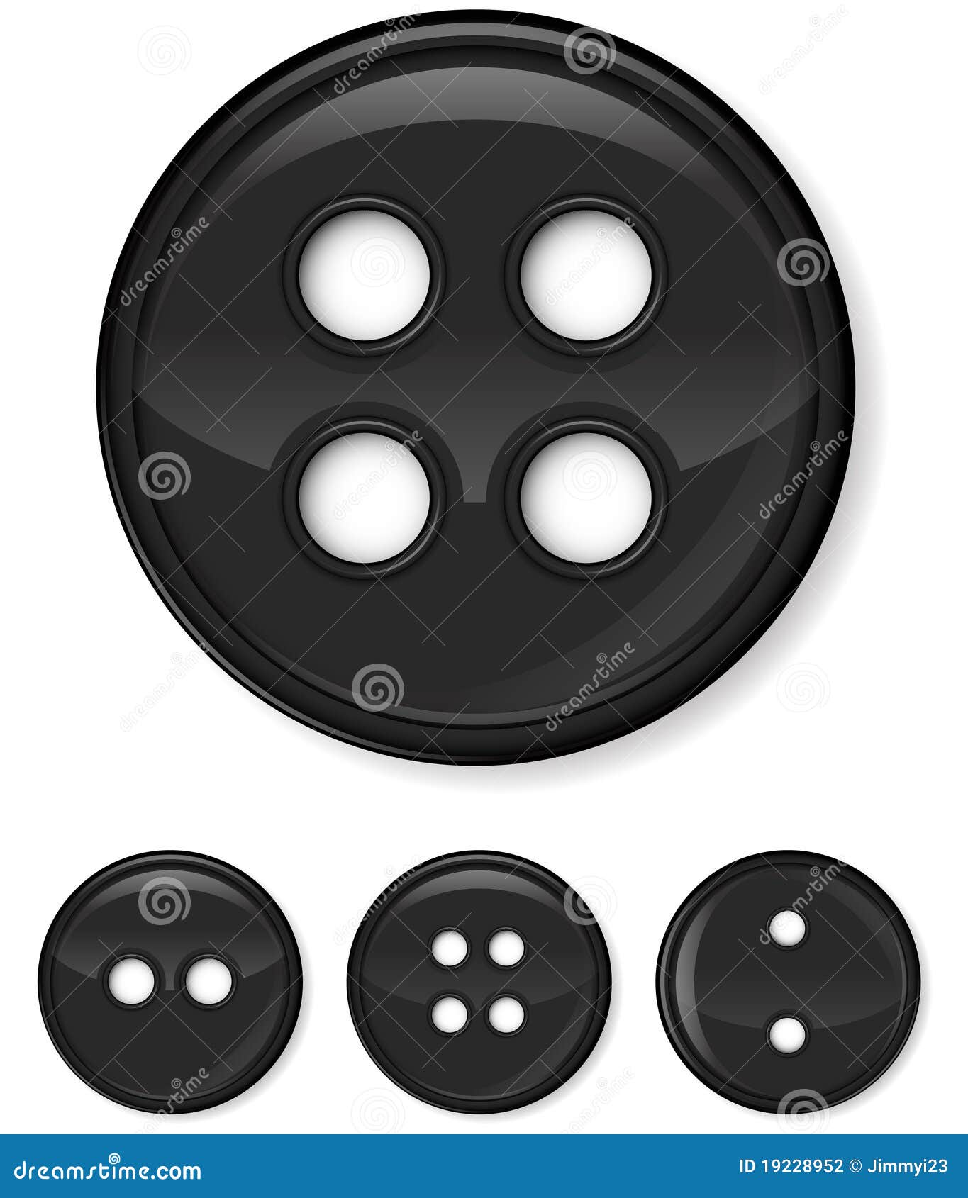 botones negros para ropa sobre fondo blanco Fotografía de stock
