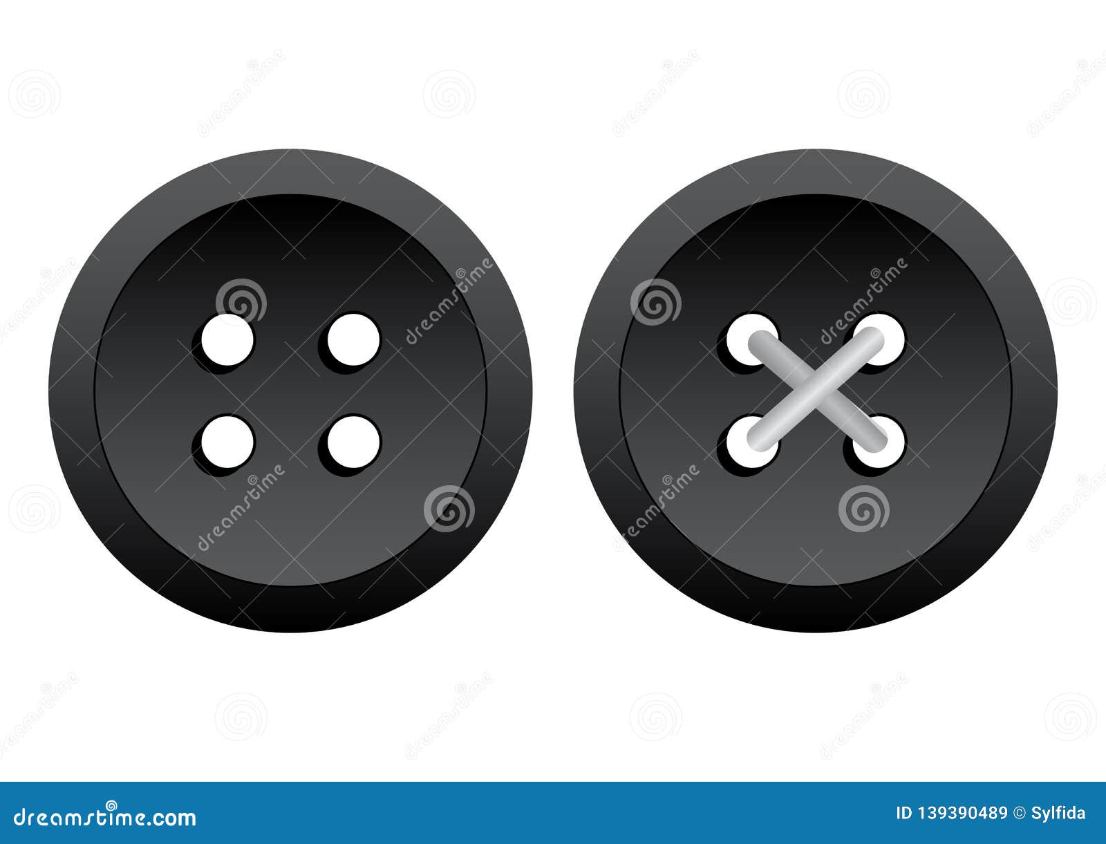 Botones Negros De La Ropa Con El Hilo Ilustración Del Vector Stock de  ilustración - Ilustración de puntada, muestra: 139390489