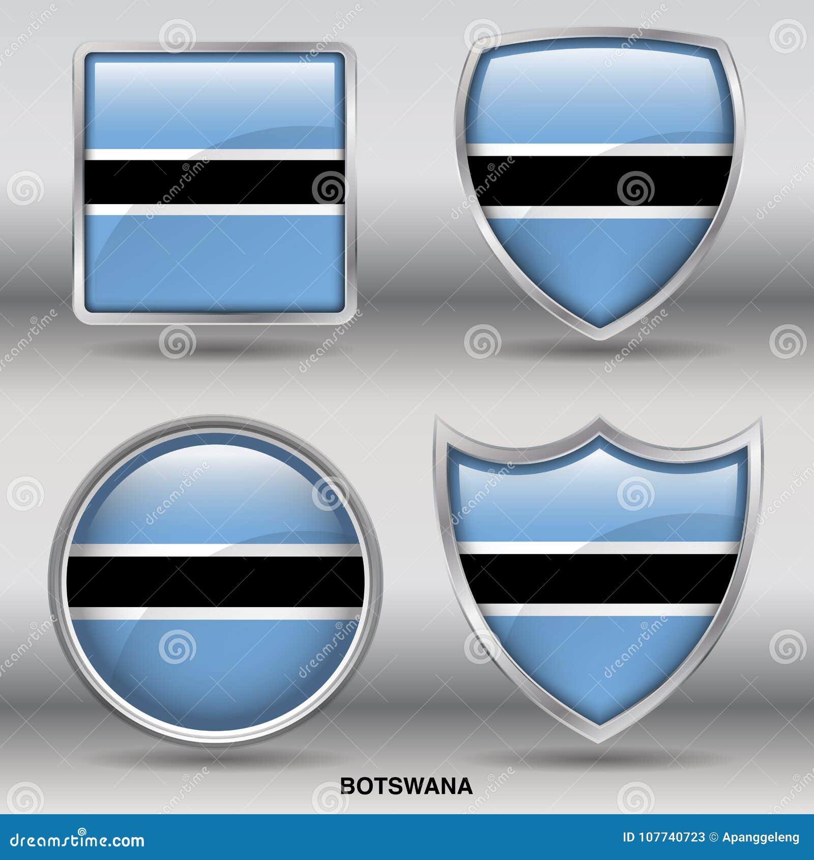 Download Botswana Flag In 4 Shapes Collection With Clipping Path ...