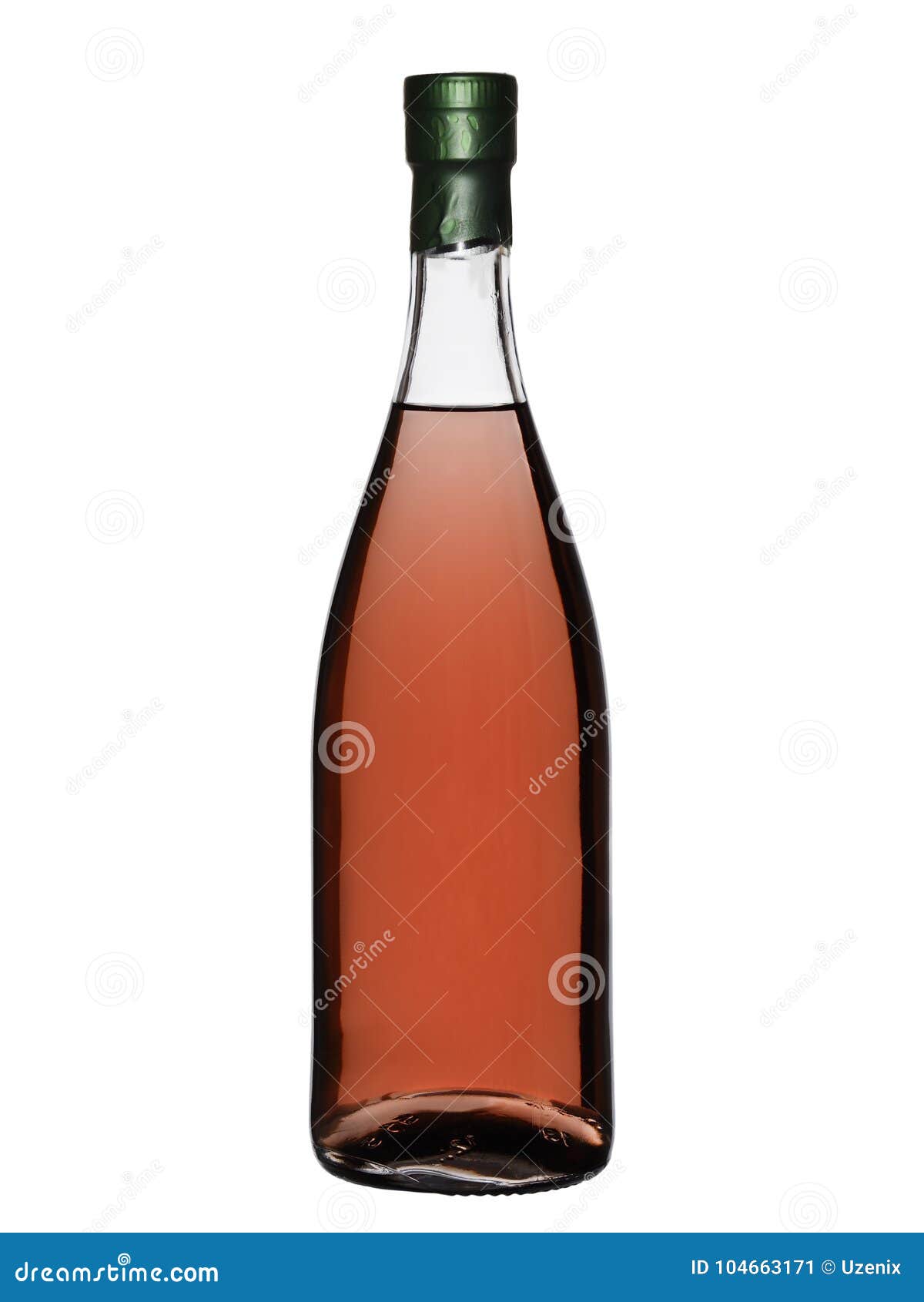 A Bottle of Alcohol of Moonshine Pink Color Isolated on White Stock