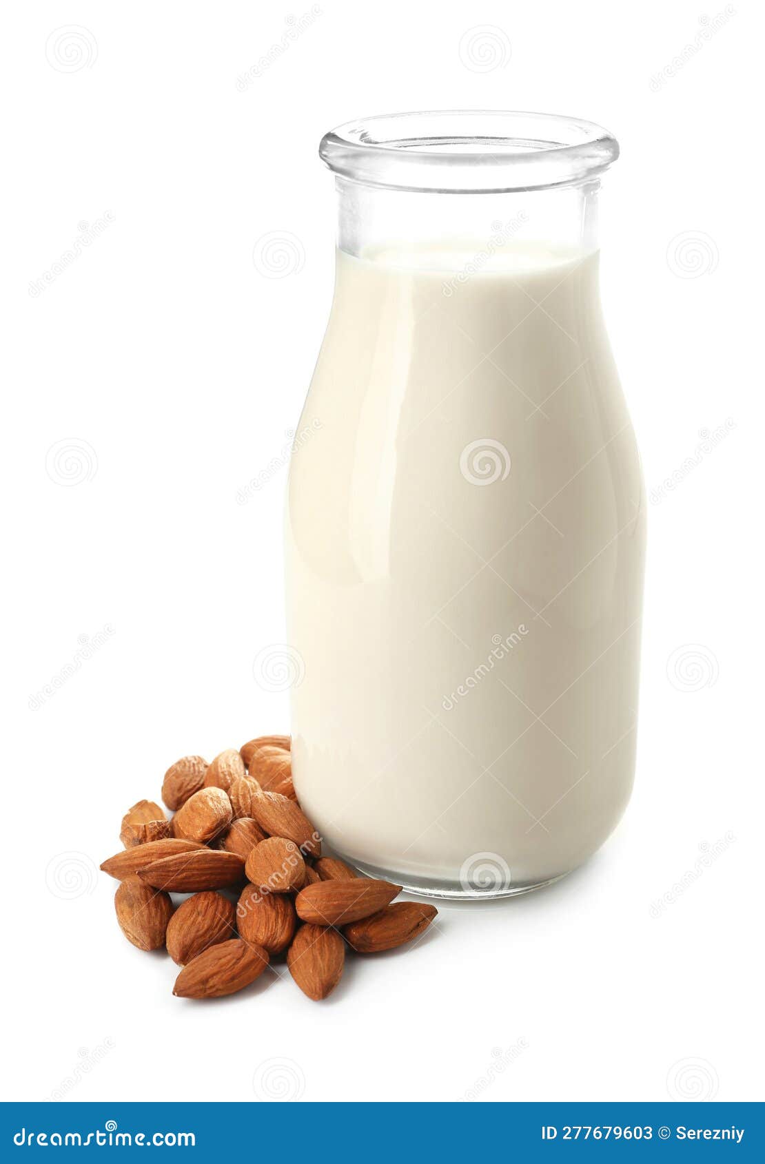 Bottle of Almond Milk on White Background Stock Image Image of healthy, natural 277679603