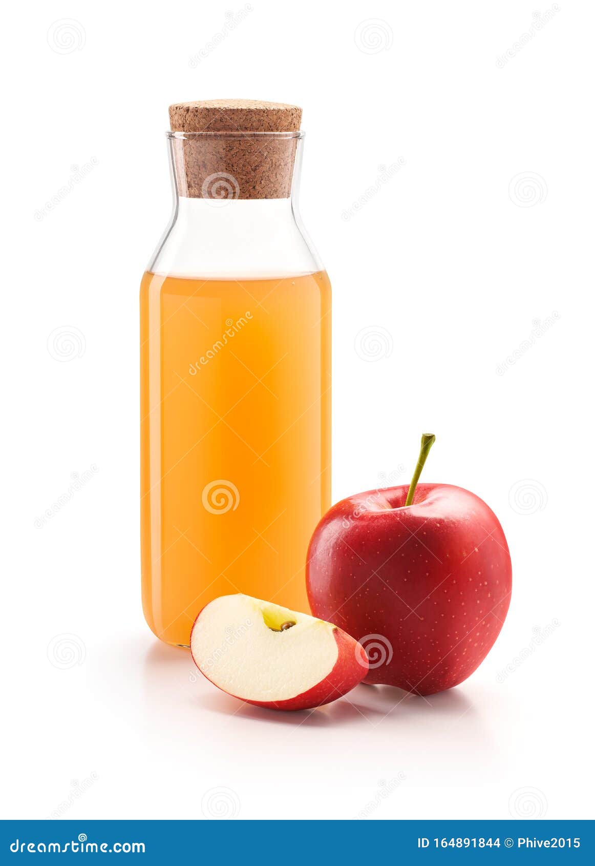 Bottle of Apple Cider Vinegar with Fresh Red Apples Stock Photo Image