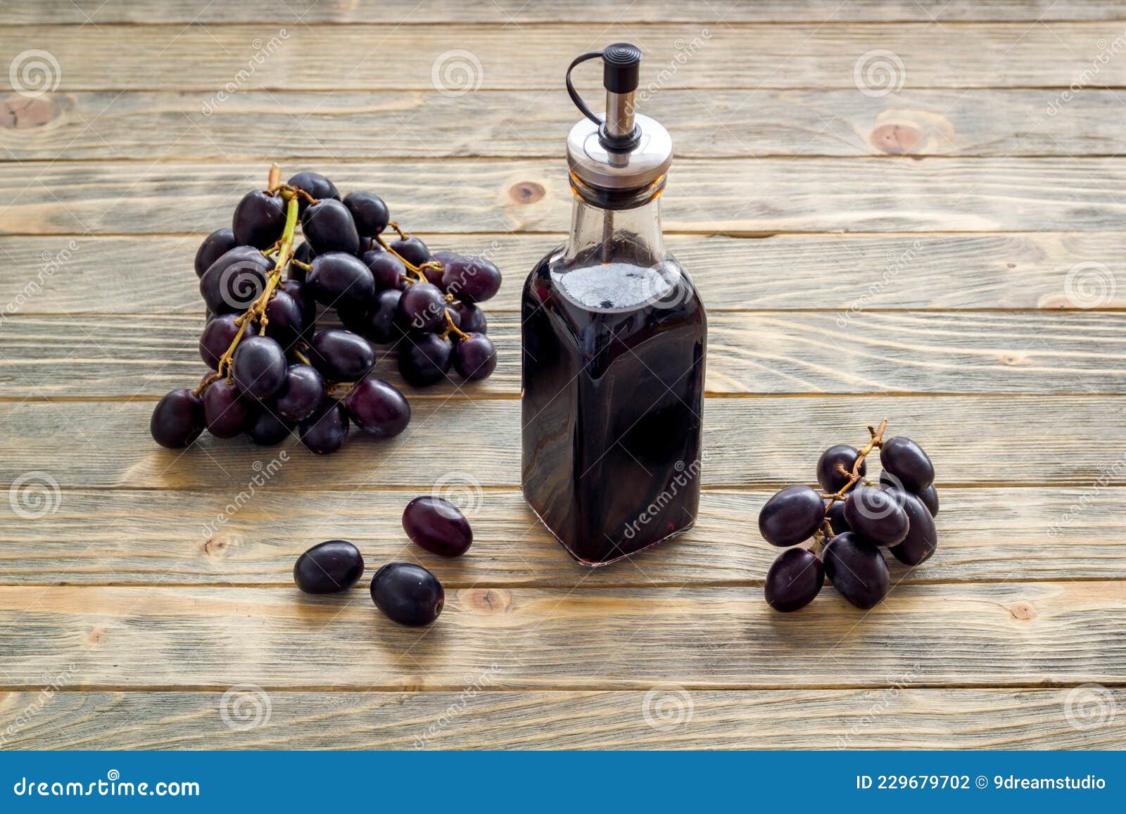 Bottle of Balsamic Vinegar with Bunch of Fresh Grapes Stock Photo Image of healthy, fruit