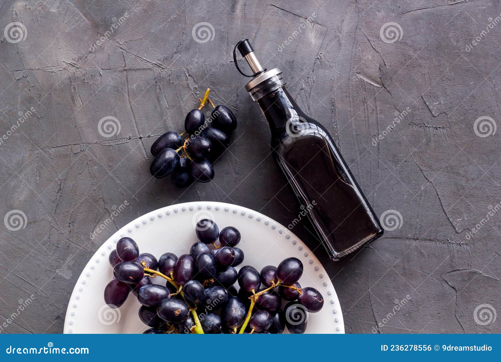 Bottle of Balsamic Vinegar with Bunch of Fresh Grapes Stock Photo Image of traditional