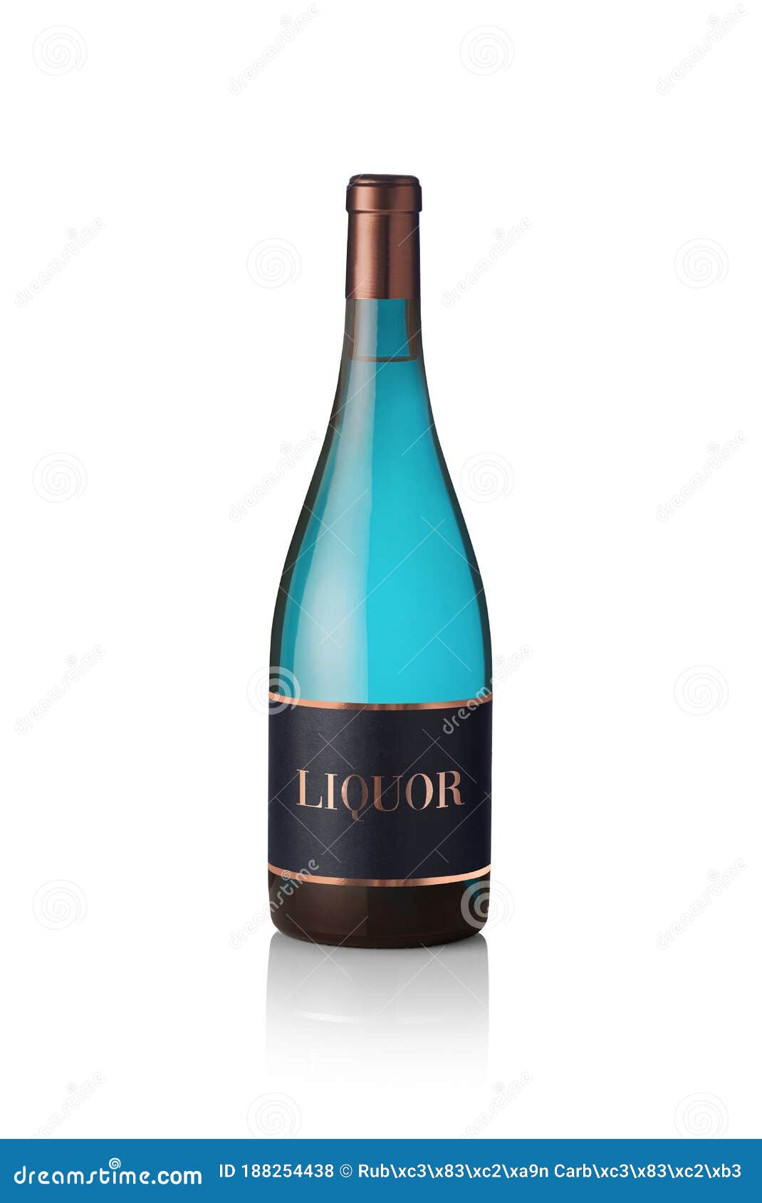 Bottle of Blue Liquor Isolated on a White Background Stock Illustration