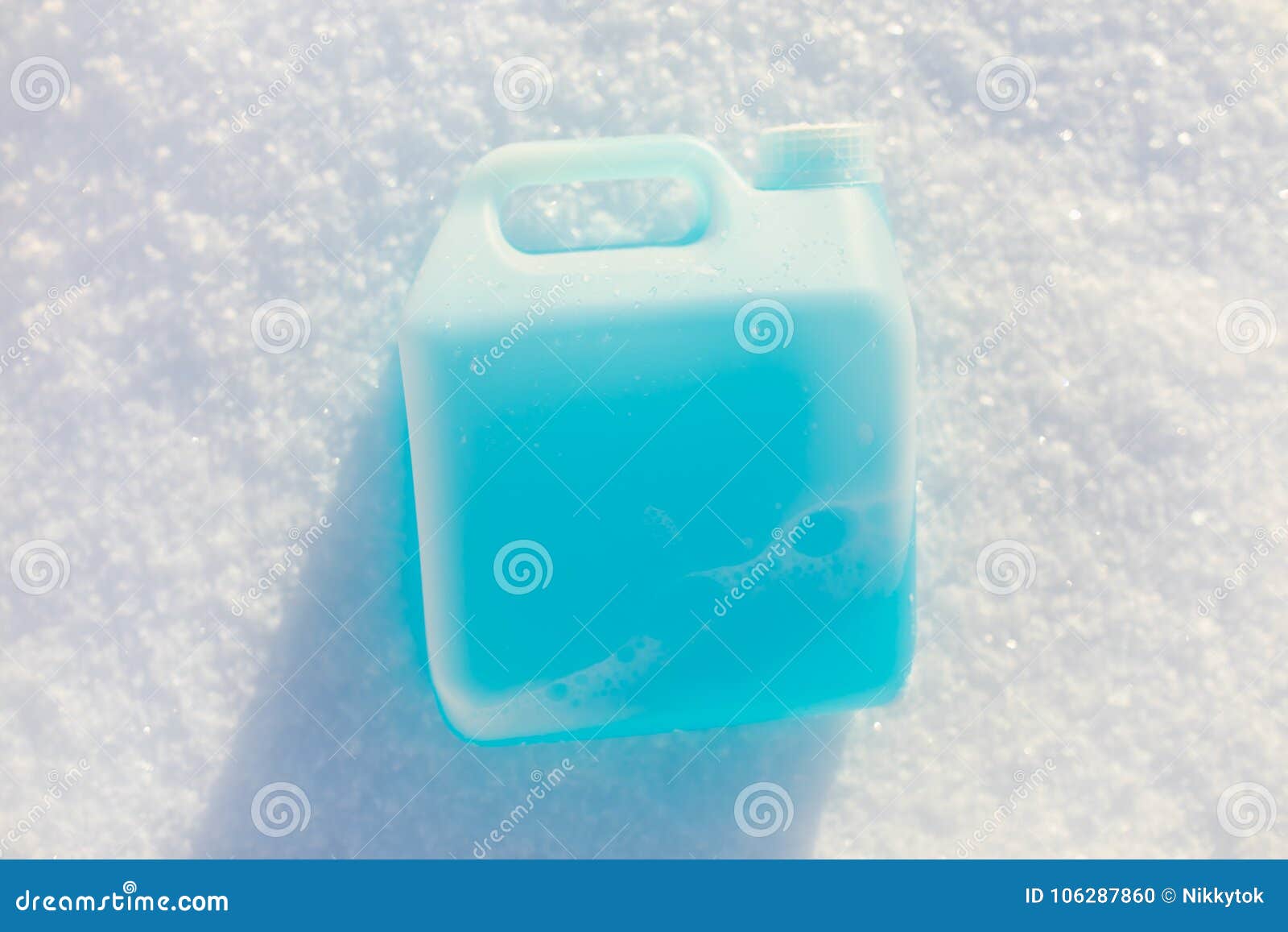Bottle with Nonfreezing Windshield Washer Fluid, Snow Background Stock Photo Image of cleaner