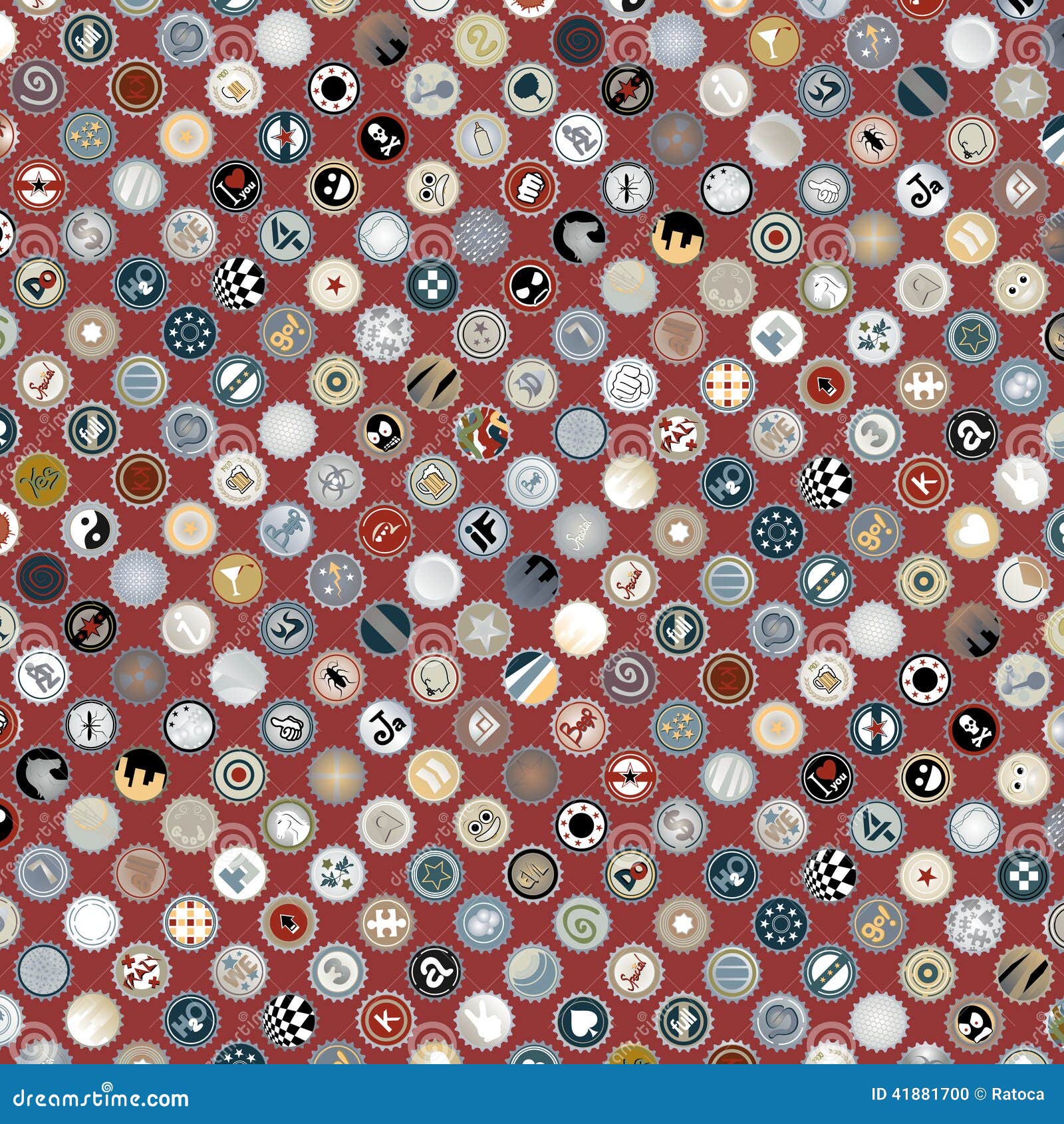 Bottle Caps Decorative Collection Stock Vector Illustration of fork