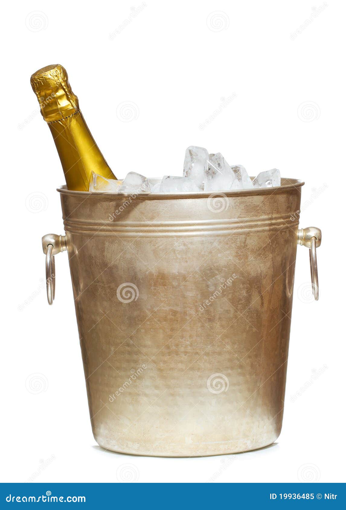 Bottle of Champagne in the Bucket with Ice Stock Image Image of cold