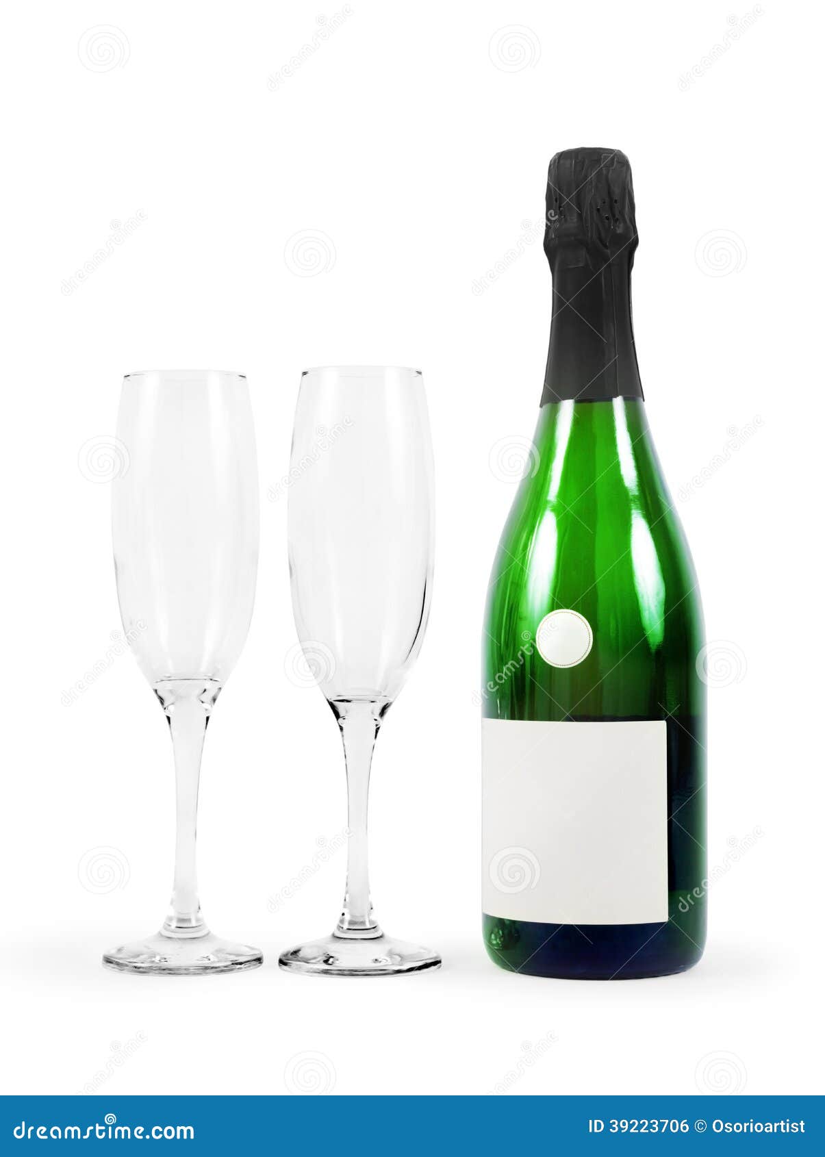 Bottle of Champagne and Glasses Isolated on White Stock Photo Image of congrats, happy 39223706