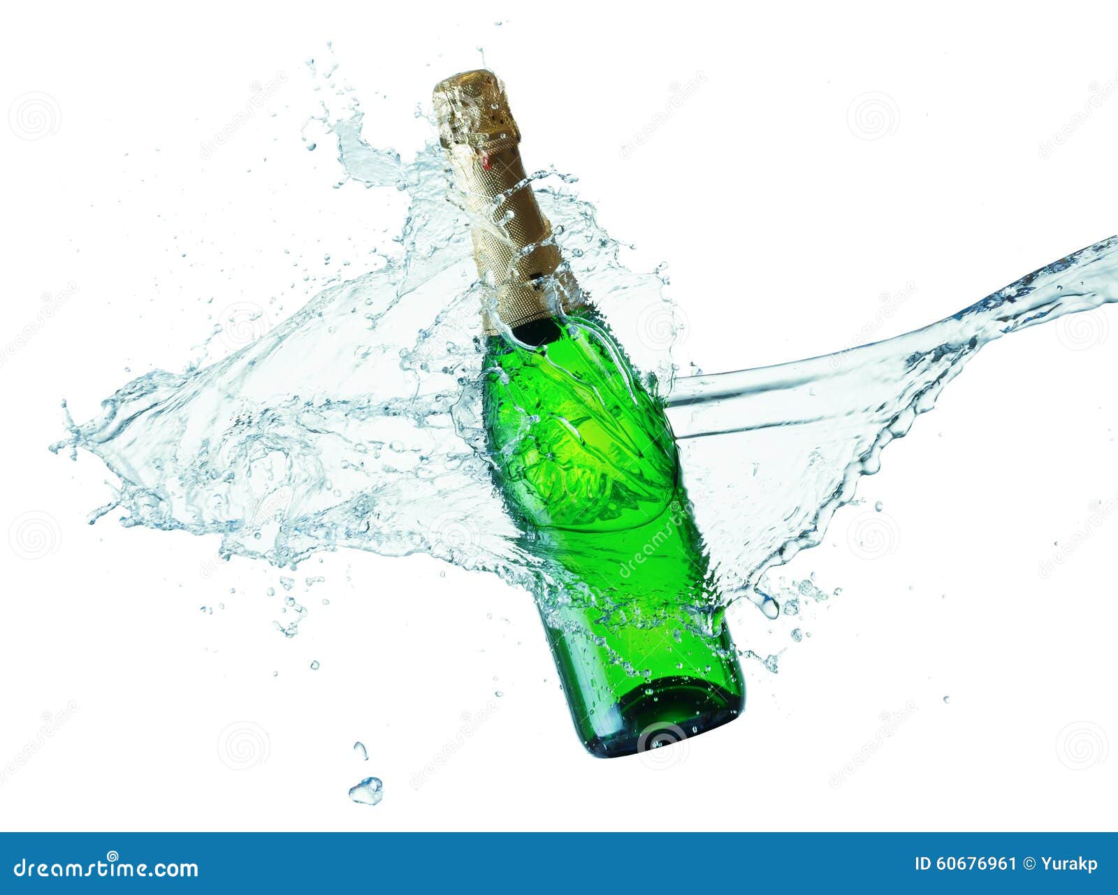 Bottle of Champagne in Water Splash Isolated on the White Backgr Stock Image Image of white