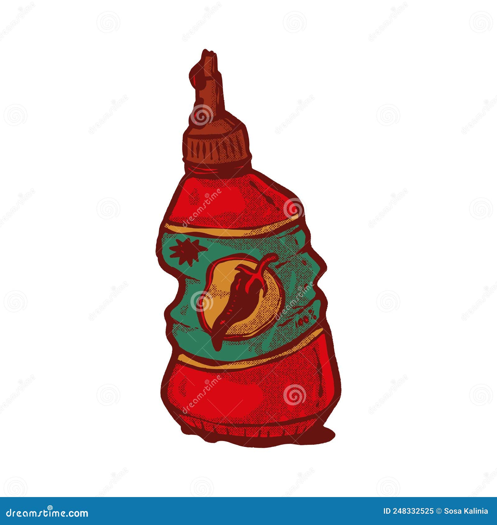 The Bottle Of Chili Sauce Is Broken Hand Drawing Technique Fullcolor