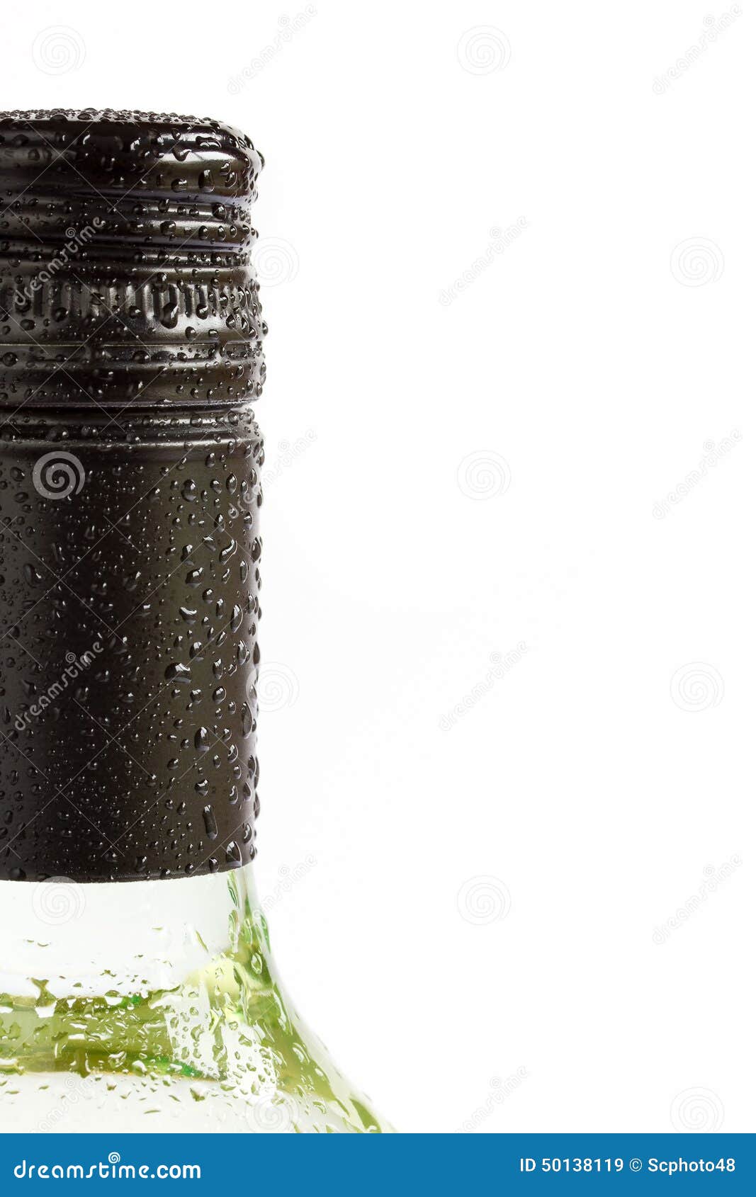 Bottle of Chilled White Wine Stock Image Image of drop, space 50138119