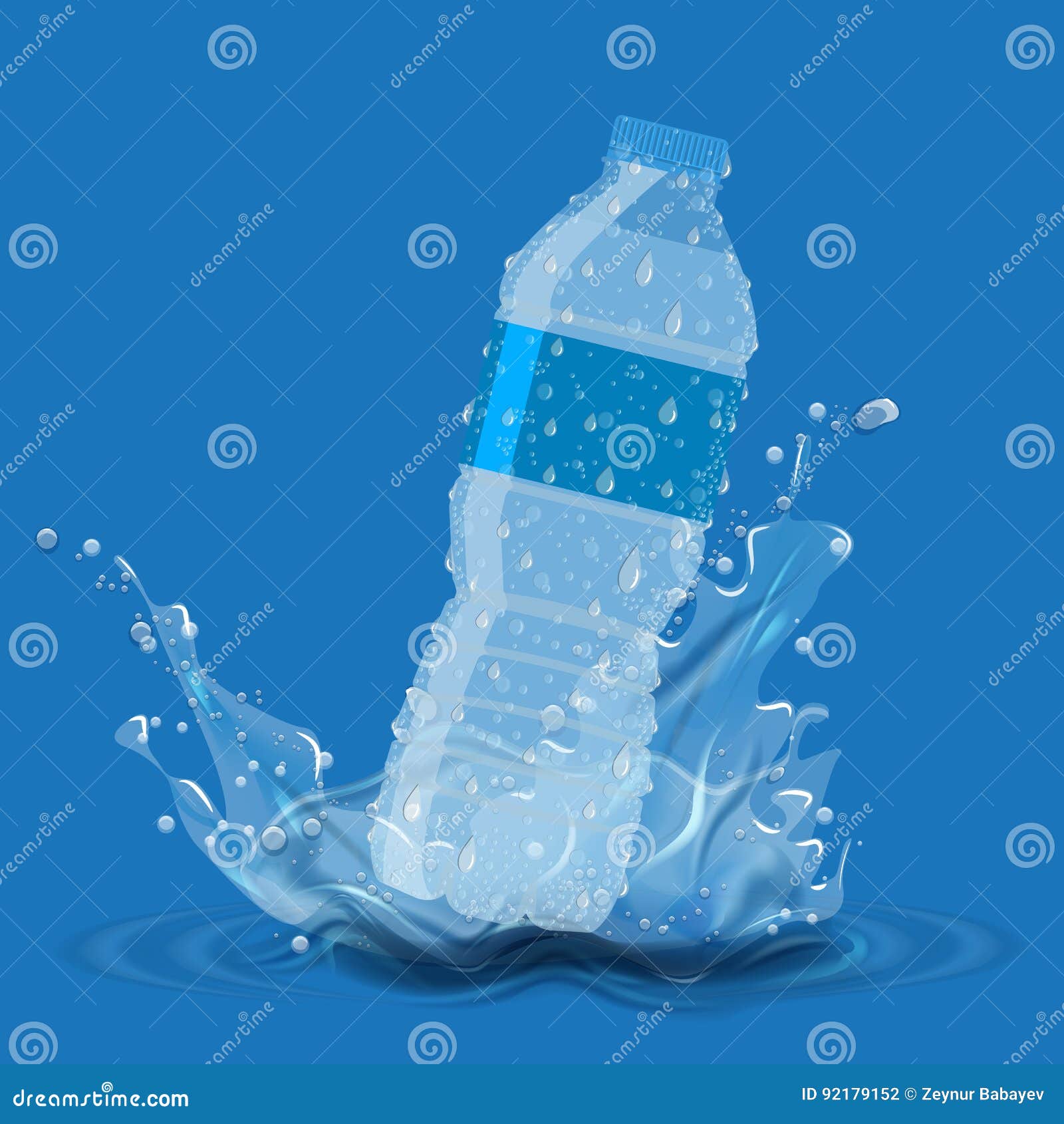 Bottle with Clean Pure Water with Water Splash. Advertisement Template