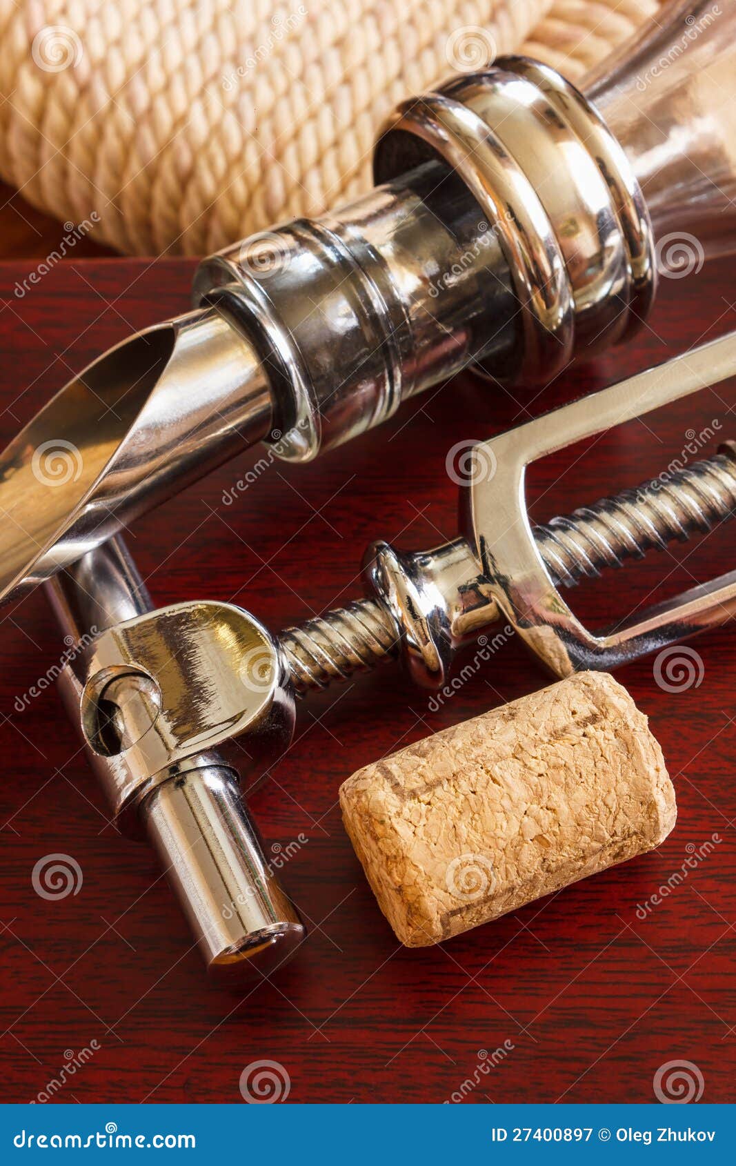 The Bottle with Corkscrew and Wine Accessories Stock Image Image of