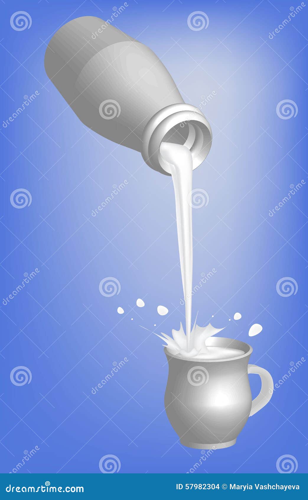 Bottle and cup of milk stock illustration. Illustration of pour 57982304