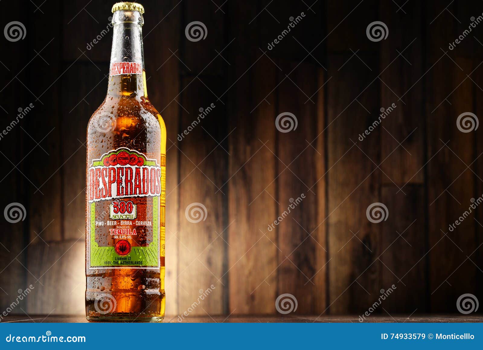 Bottle of Desperados pale lager flavored with tequila Stock Photo