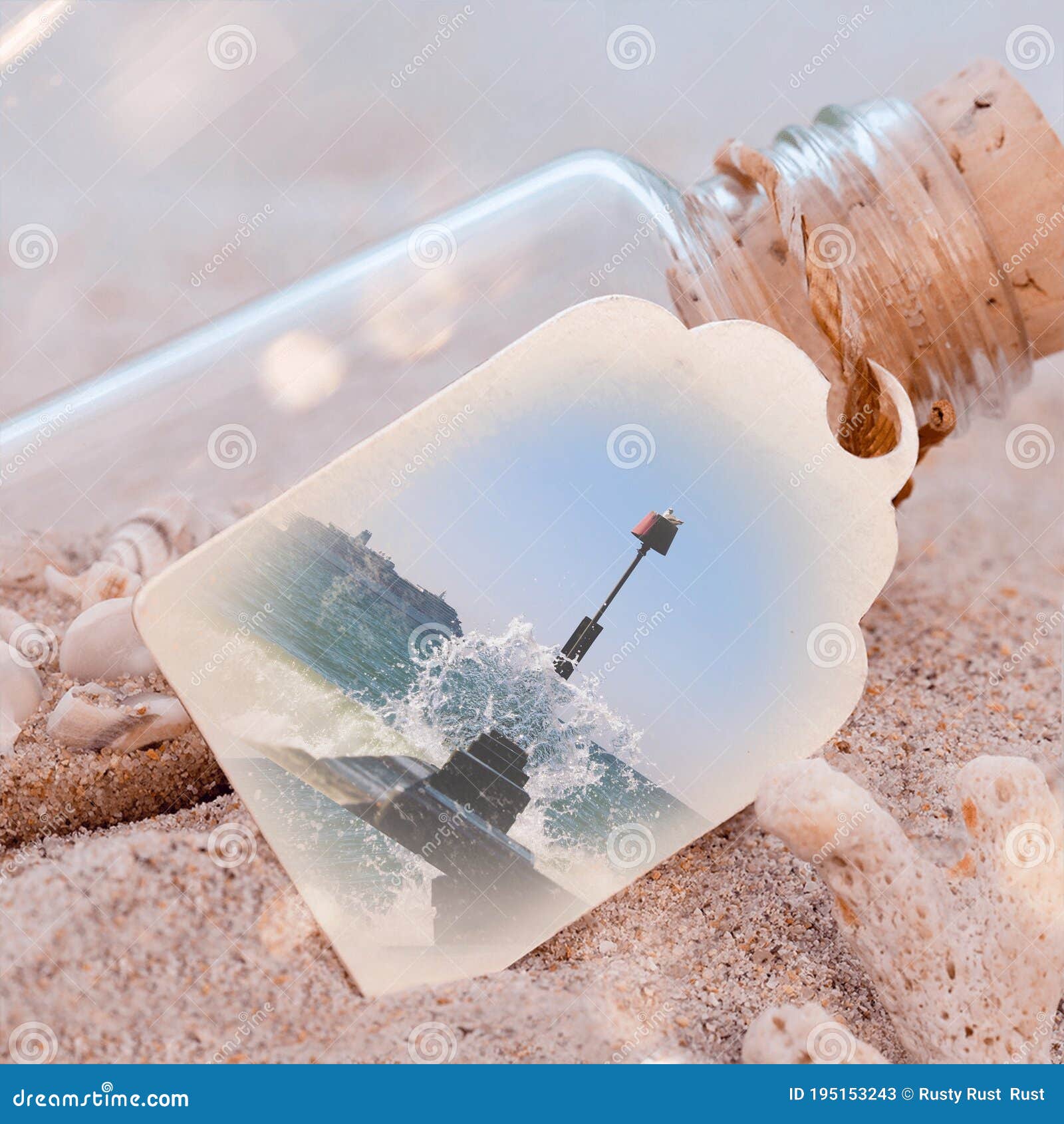 Bottle of Dreams Bournemouth Stock Image Image of hand, wood 195153243
