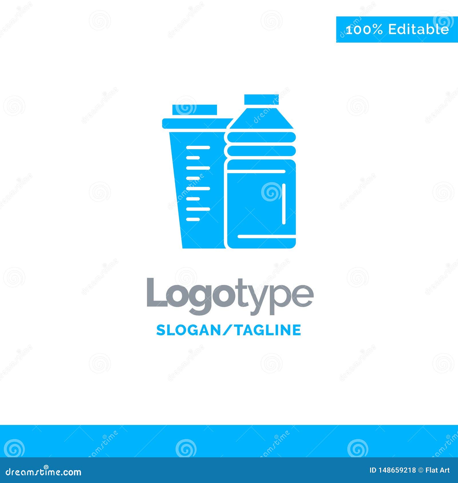 Bottle, Drink, Energy, Shaker, Sport Blue Solid Logo Template. Place