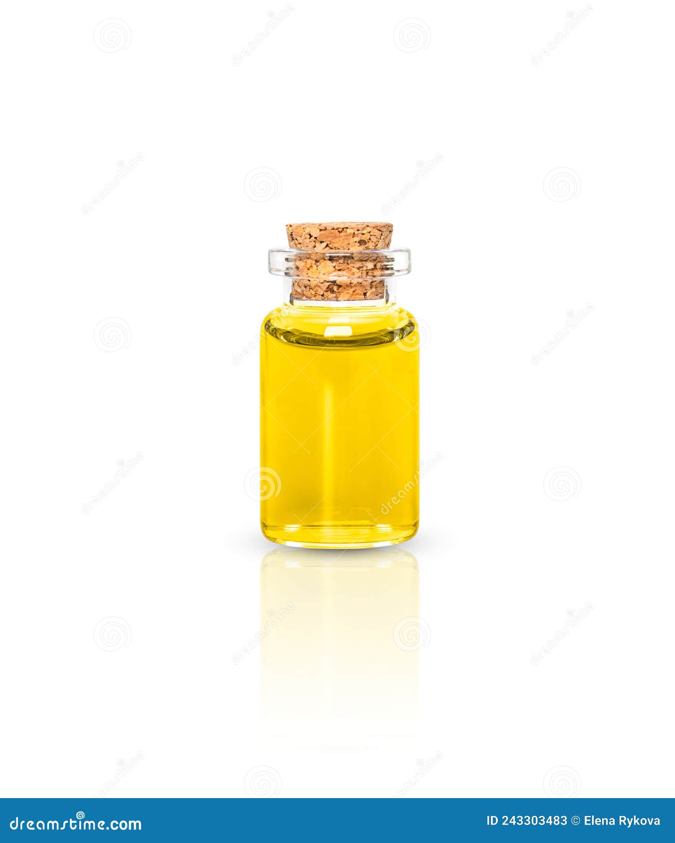 Bottle of Essential Yellow Oil Isolated on White Background Stock Image
