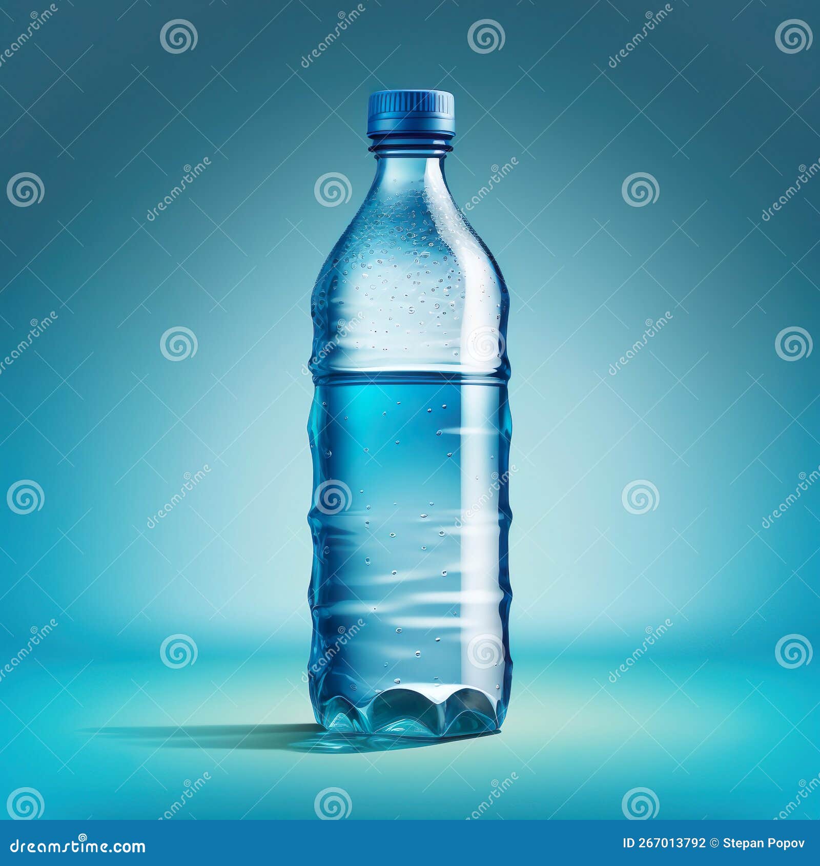 A Bottle of Fresh Carbonated Water on a Blue Background. Created with