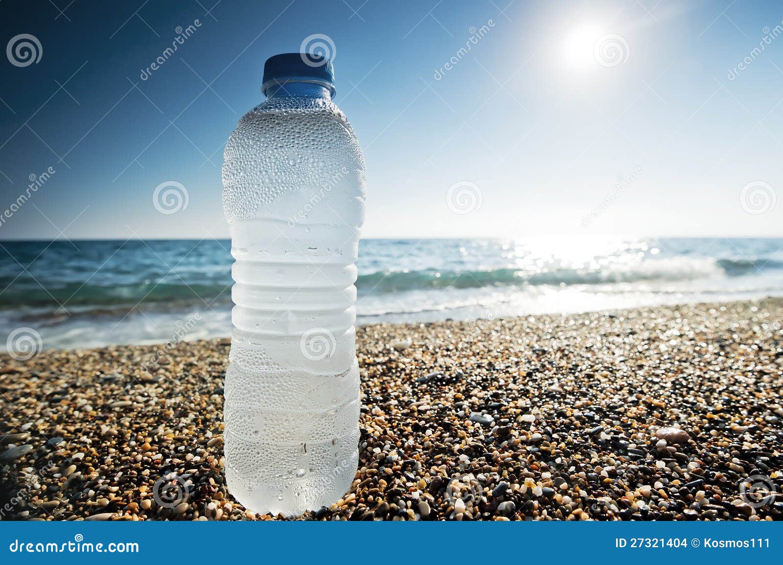Bottle of Fresh Water is on the Sand Stock Photo Image of purity