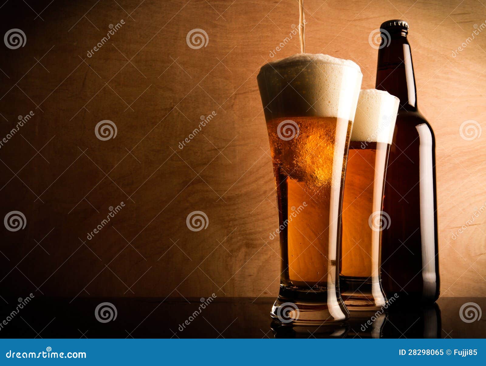 Bottle and glass with beer stock image. Image of full 28298065