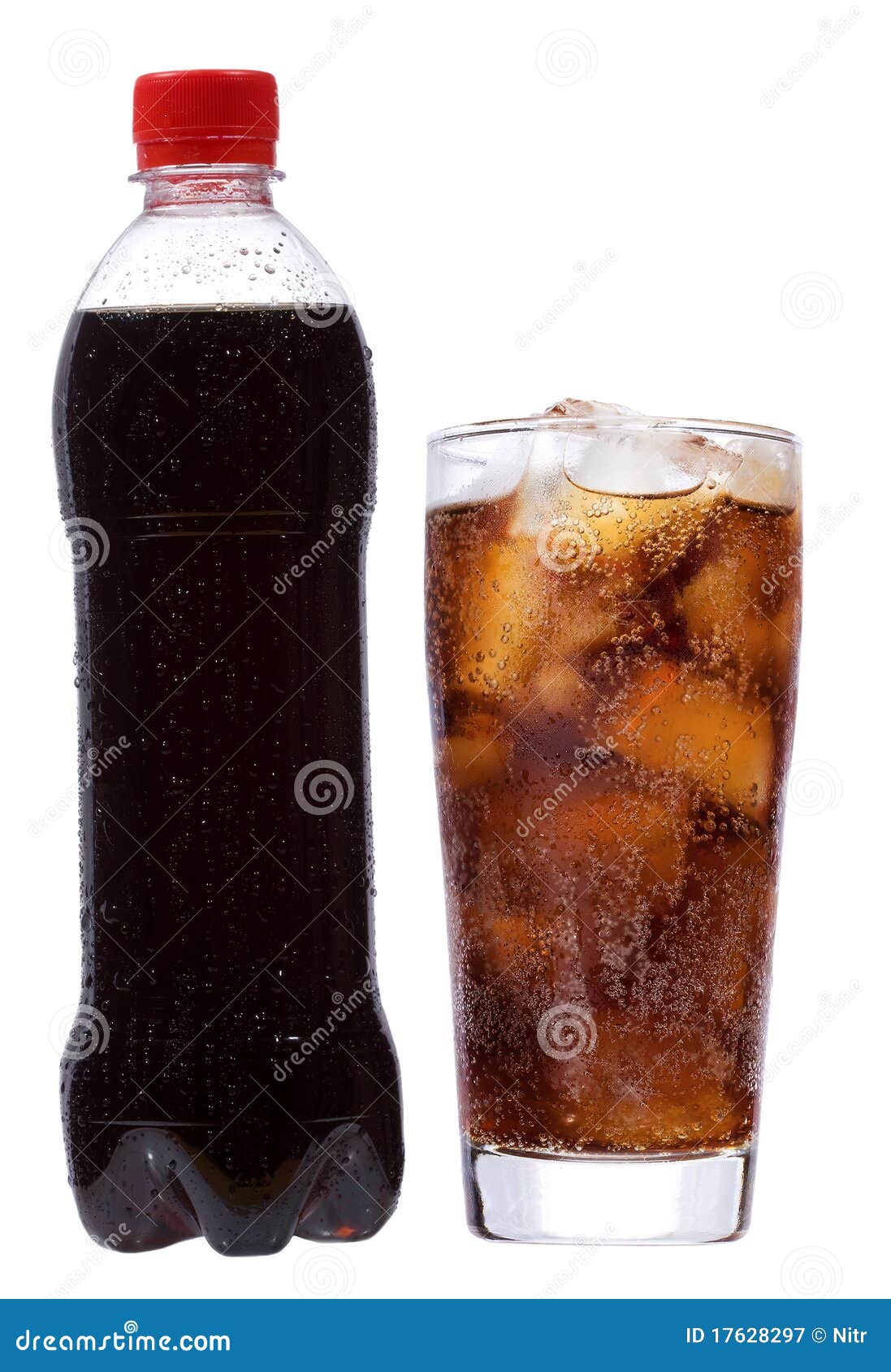 bottle and glass with cola