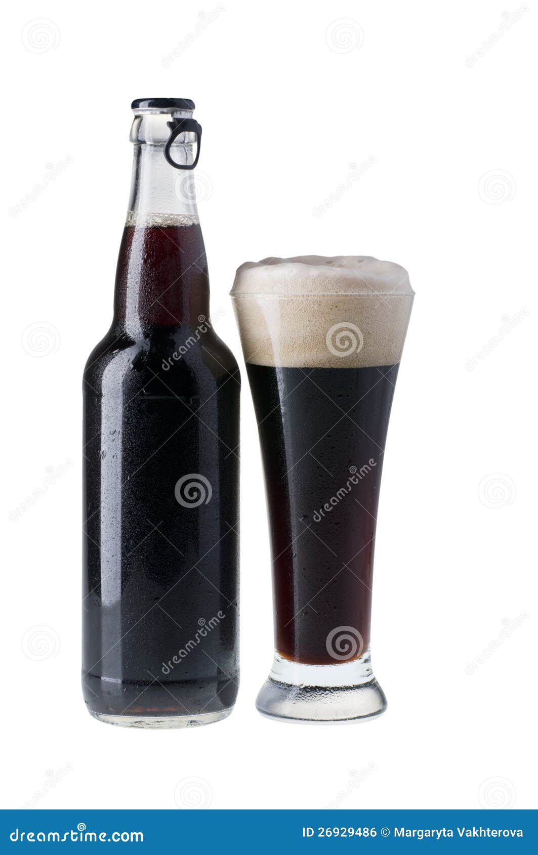 Download Bottle And Glass Of Dark Beer Stock Photo Image Of People Indoor 26929486 Yellowimages Mockups