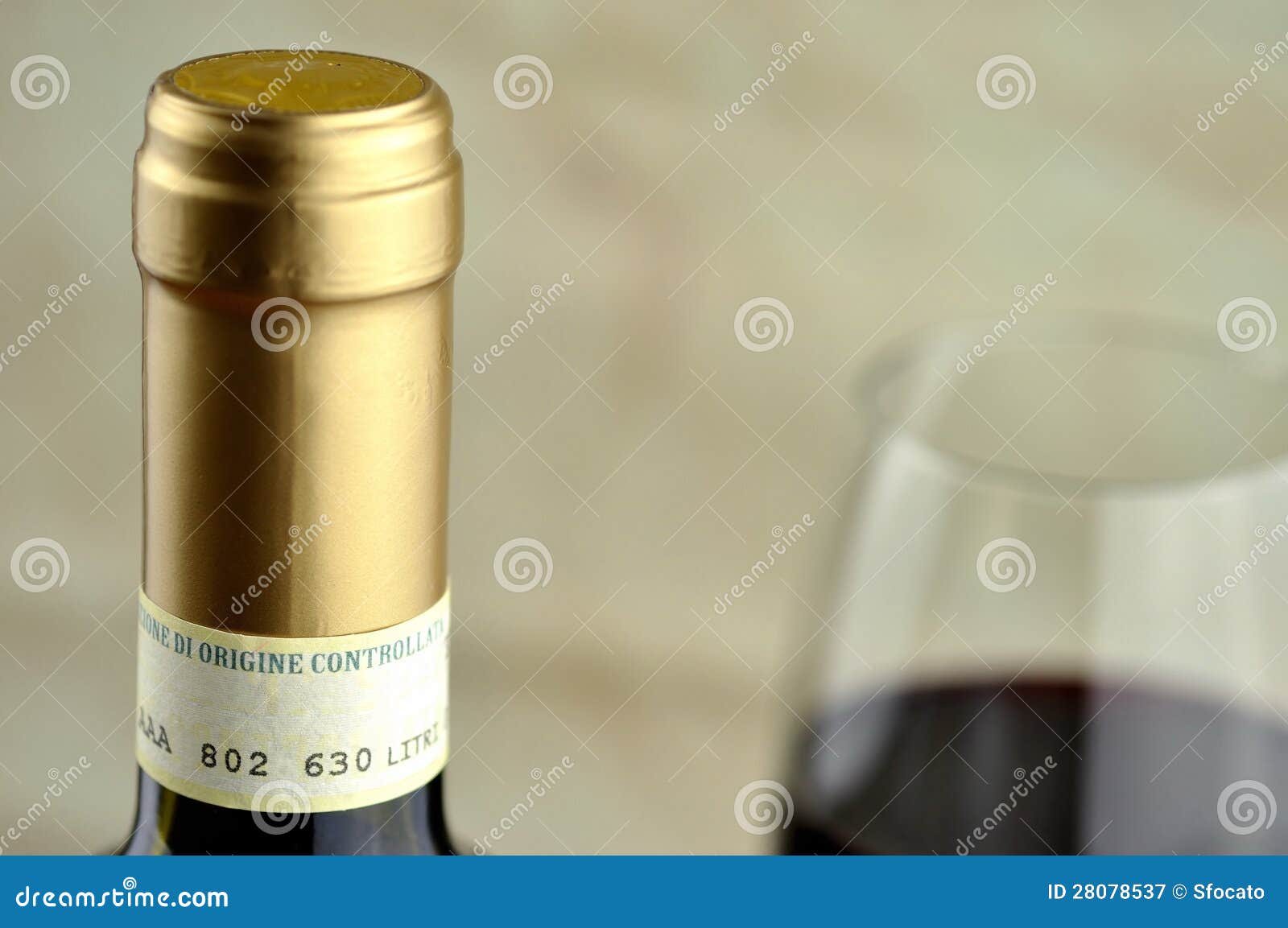 Bottle and Glass of Fine Italian Red Wine Stock Image Image of event