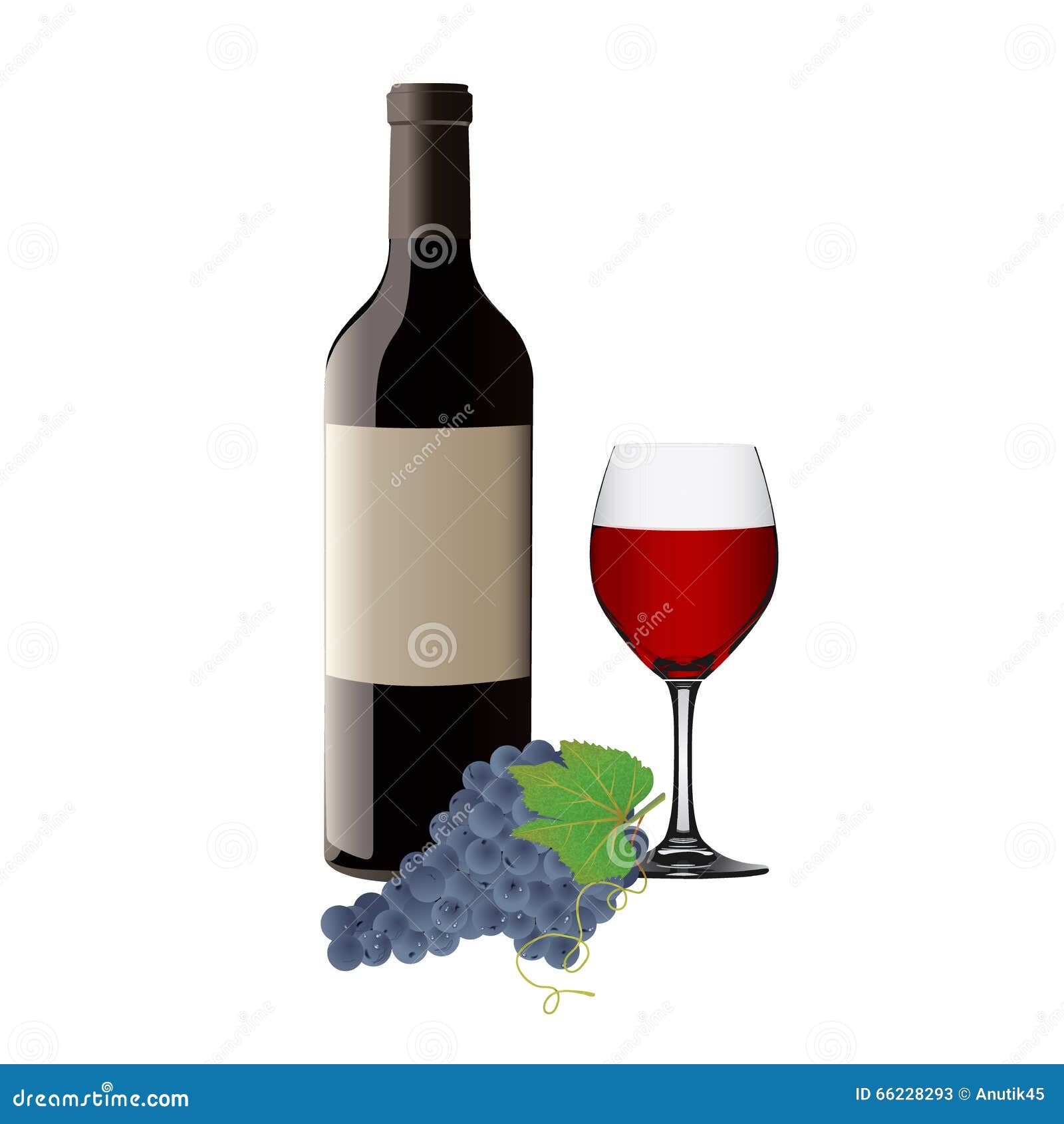 Bottle and Glass of Red Wine Stock Vector - Illustration of opened ...