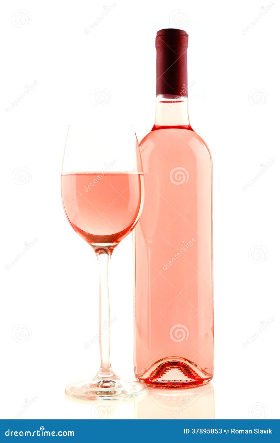 Bottle And Glass Of Rose Wine Isolated Stock Photos Image 37895853