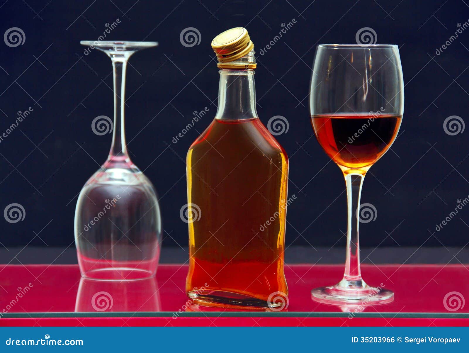 Bottle and Glasses with Alcohol. Stock Photo Image of drink, glass 35203966