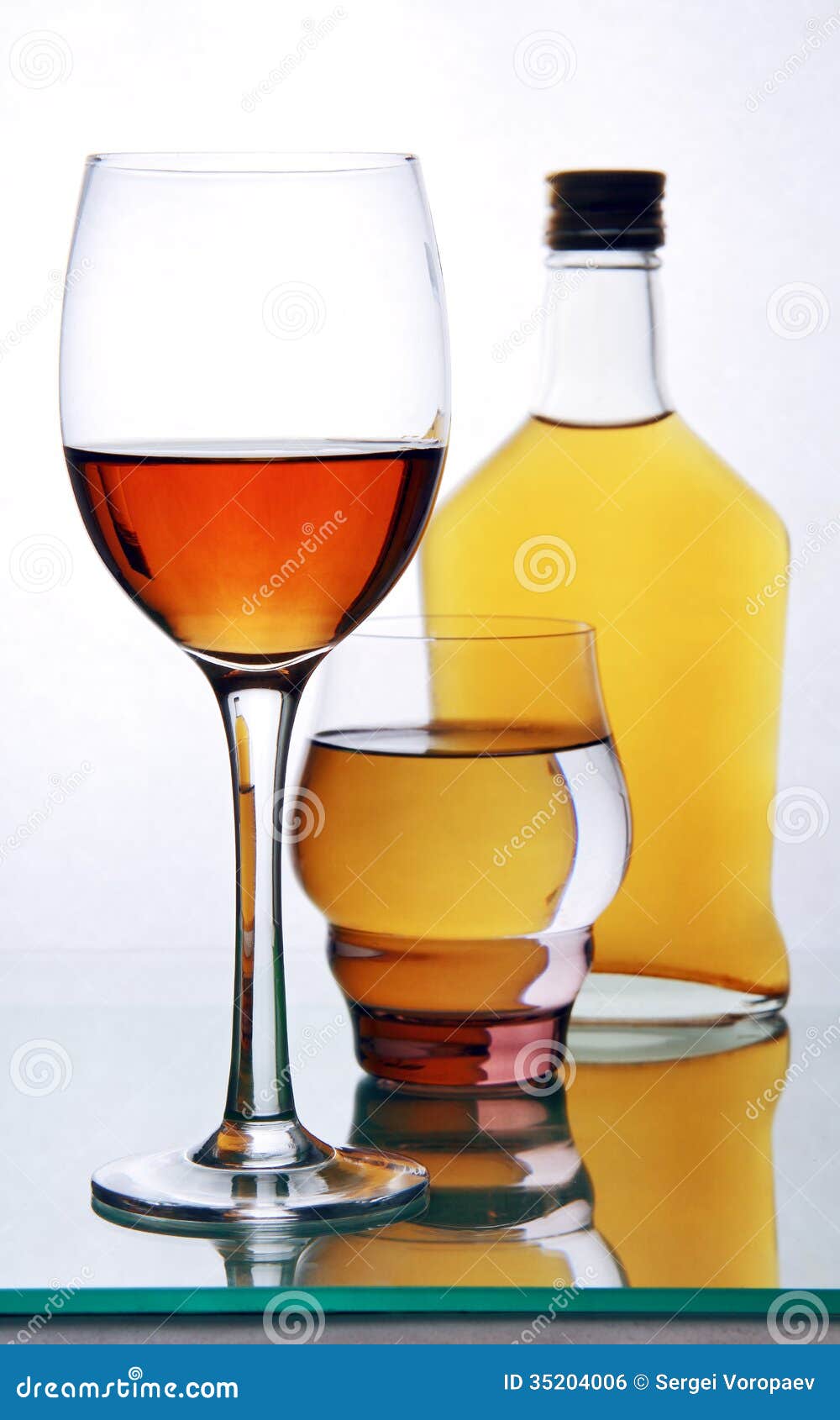 Bottle and Glasses with Alcohol. Stock Photo Image of brandy, celebration 35204006