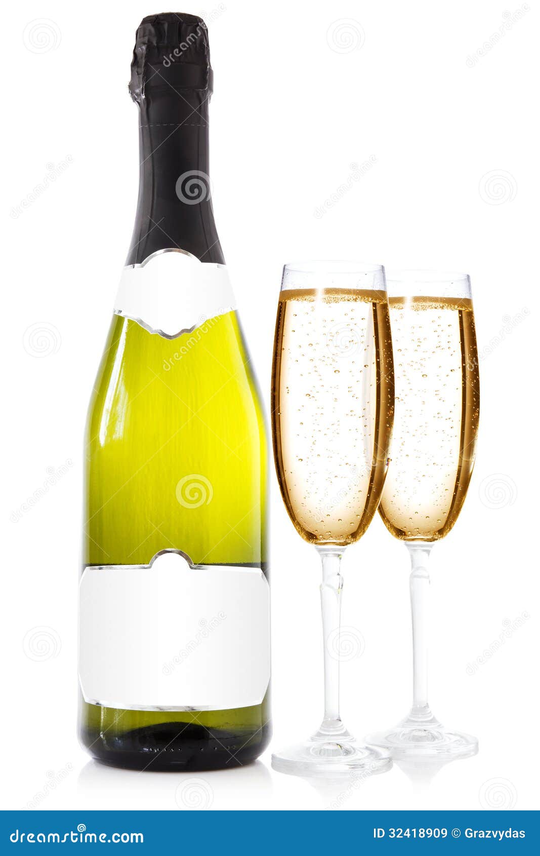Bottle and Glasses with Champagne Stock Image Image of christmas