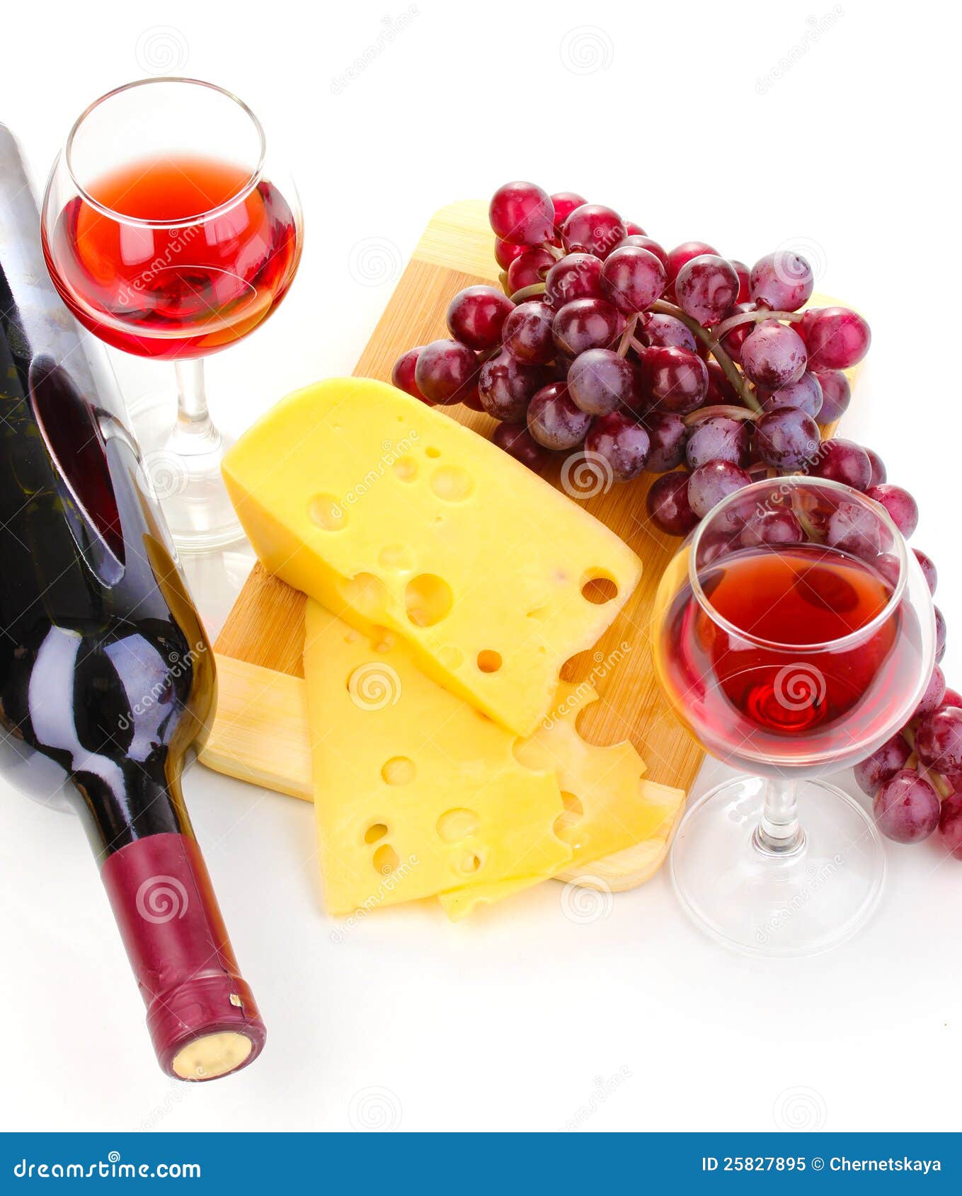 Bottle of Great Wine with Wineglasses and Cheese Stock Image Image of