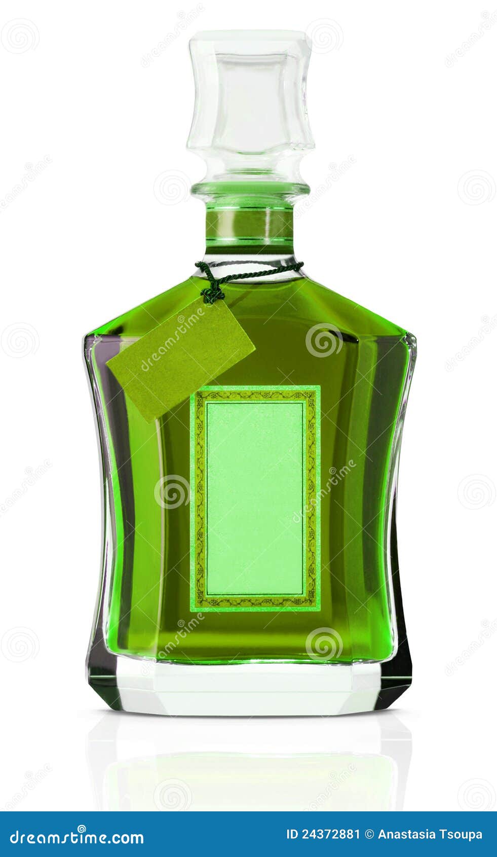 Bottle of green alcohol stock image. Image of label, empty - 24372881