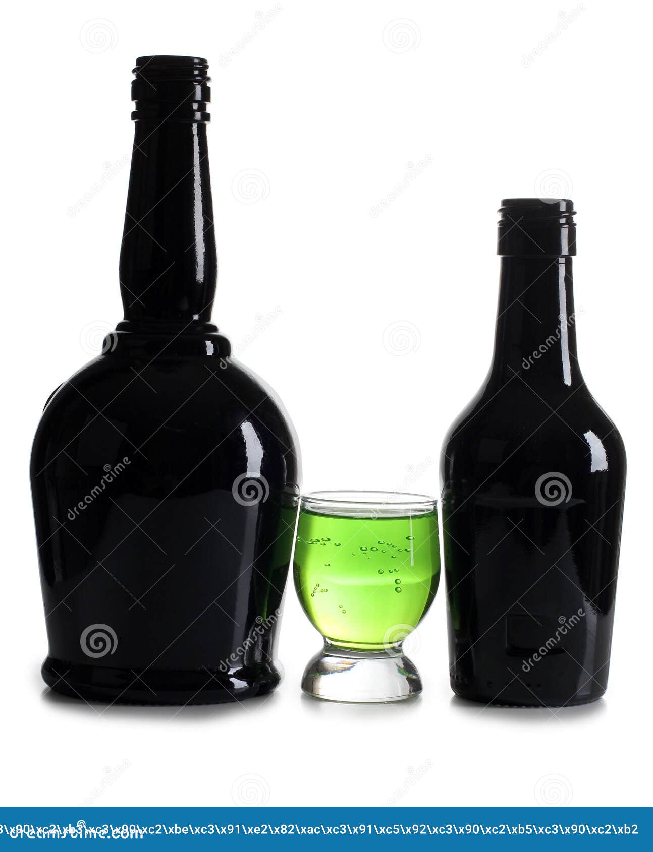 Bottle and green cocktail stock photo. Image of glass 21315712